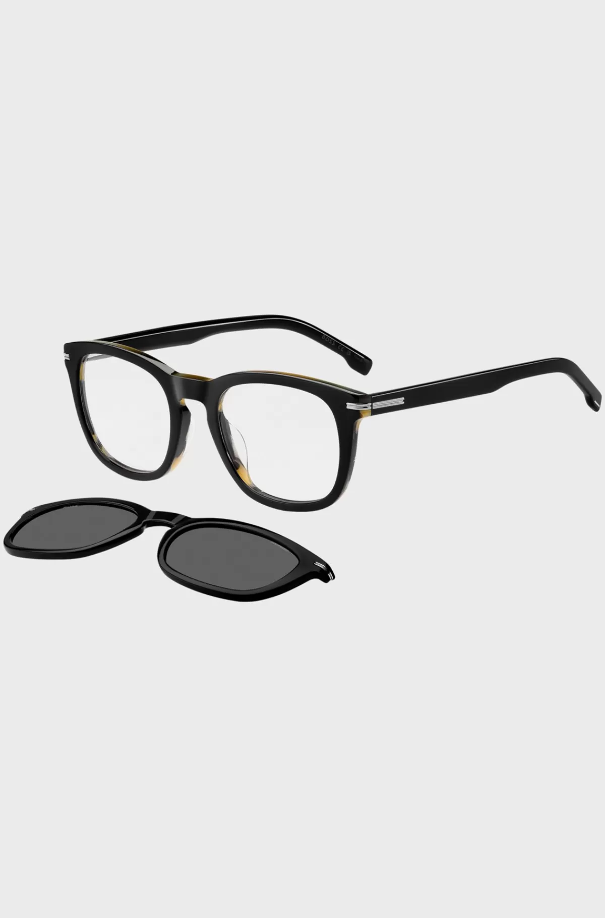 HUGO BOSS Acetatbrillestel Med Mønster Og Graduerede Clip-on Brilleglas Sort Sale