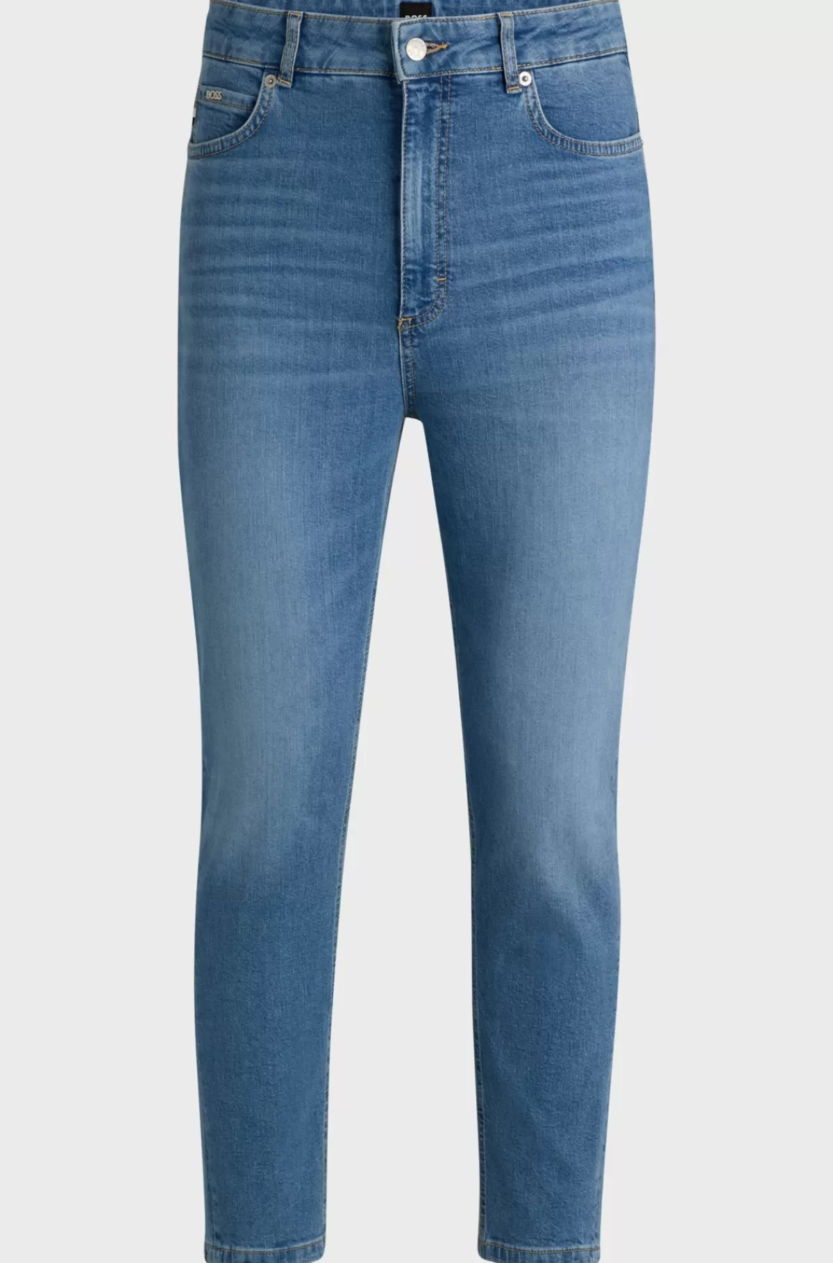 HUGO BOSS Afkortede Jeans Med Høj Talje I t Denim Med Behageligt Stræk Blå Fashion