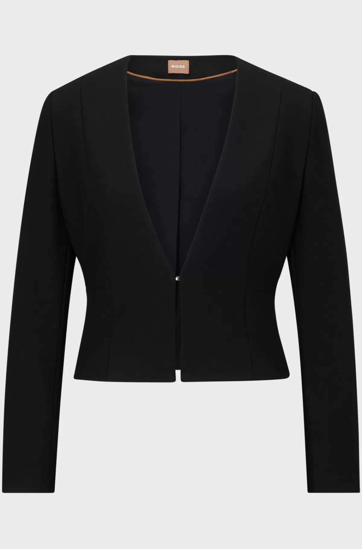 HUGO BOSS Afkortet Jakke Med Slim Fit I Stof Med Stræk Sort Store