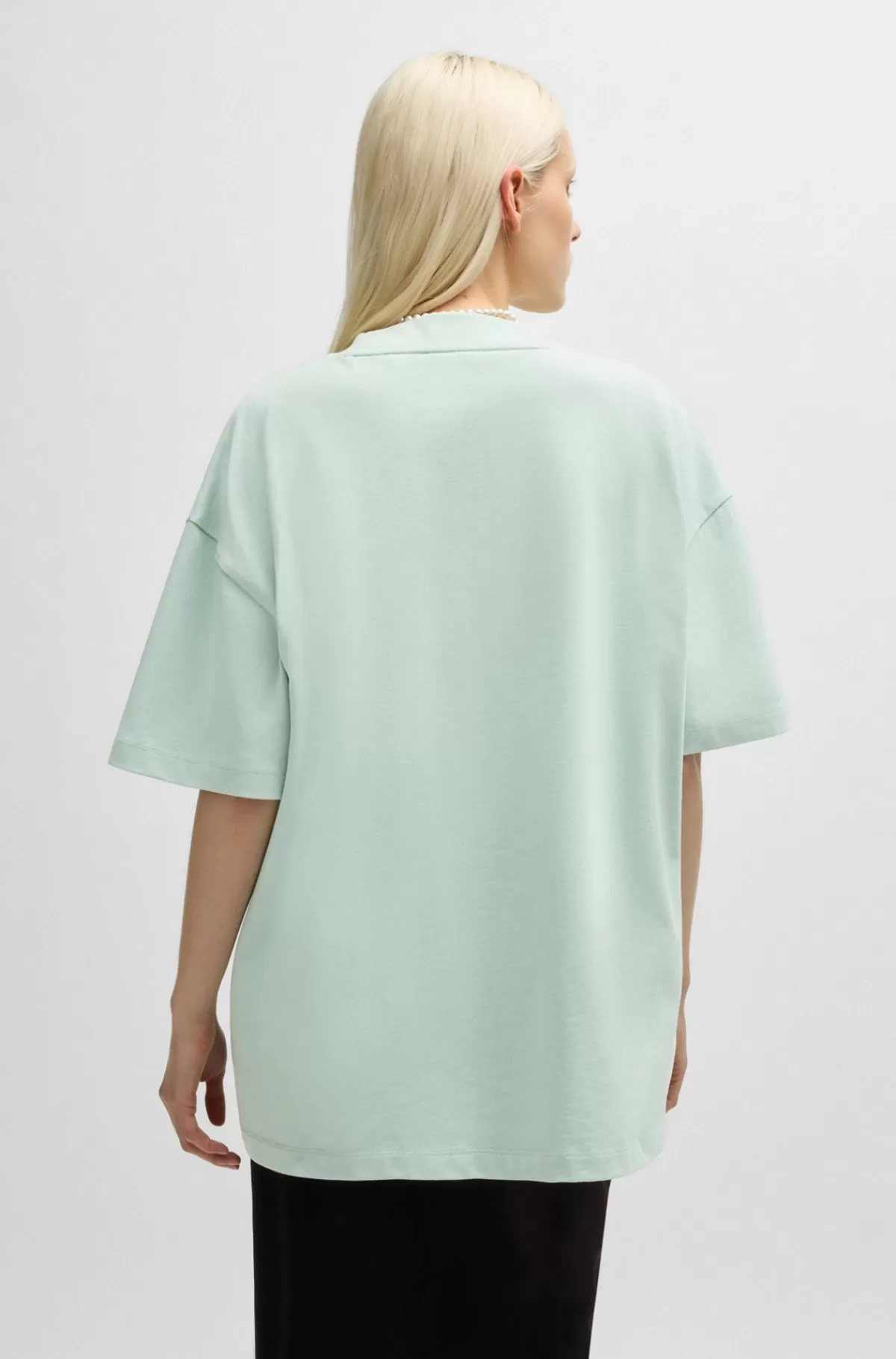 HUGO BOSS All-gender T-shirt Med Oversize Fit I Bomuld Og Med Logomærkat Lysegrøn Discount