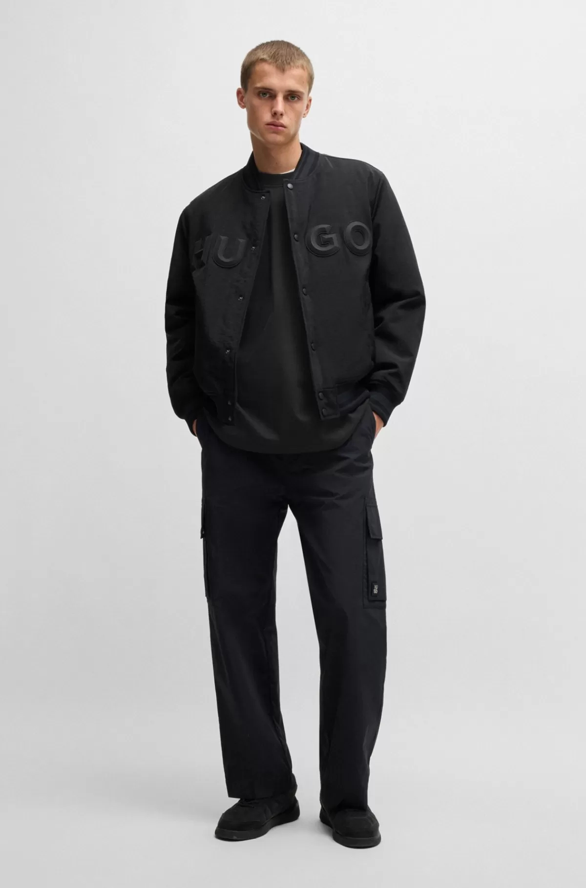 HUGO BOSS All-gender T-shirt Med Oversize Fit I Bomuld Og Med Logomærkat Sort Discount
