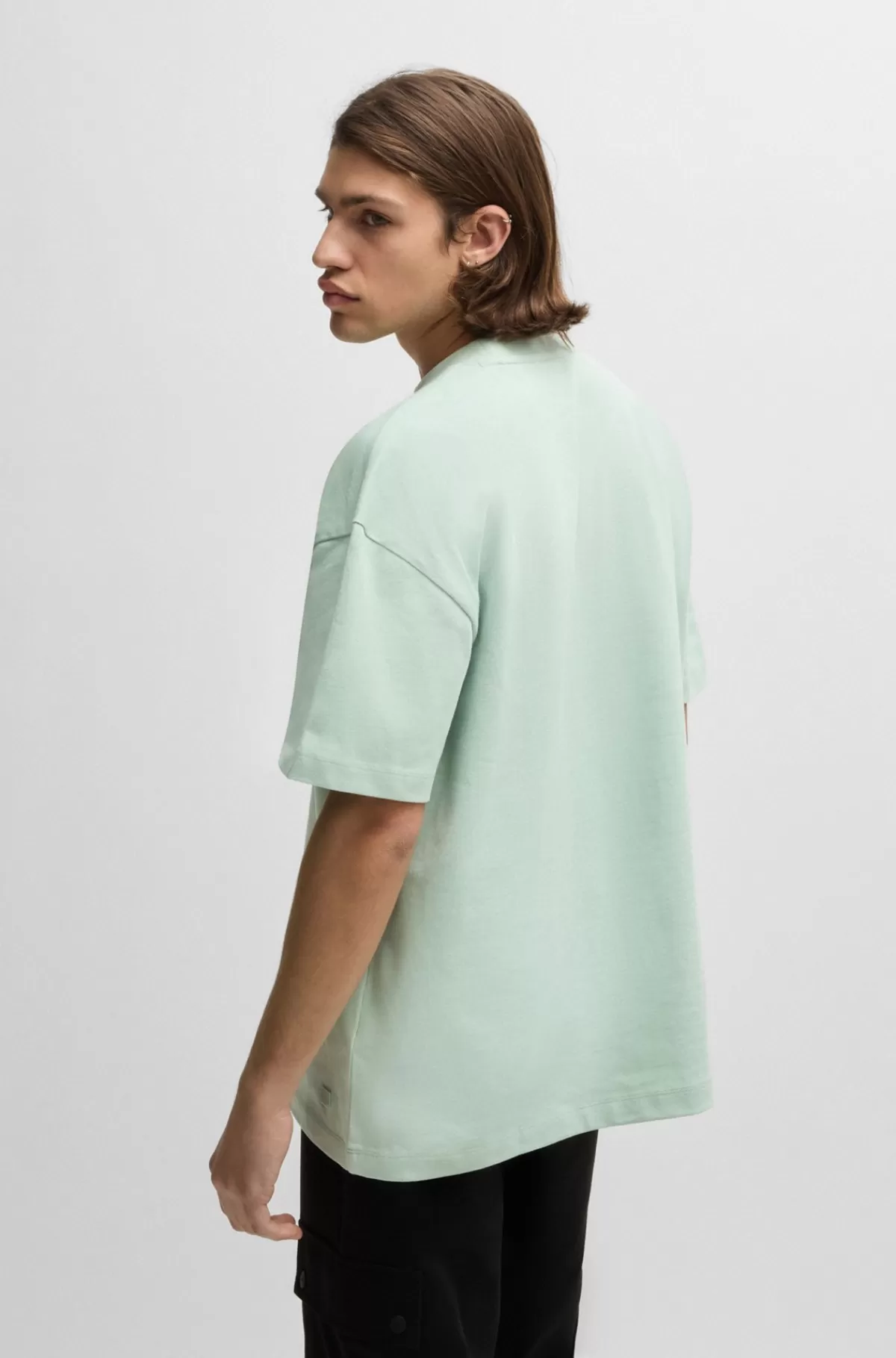 HUGO BOSS All-gender T-shirt Med Oversize Fit I Bomuld Og Med Logomærkat Lysegrøn Discount