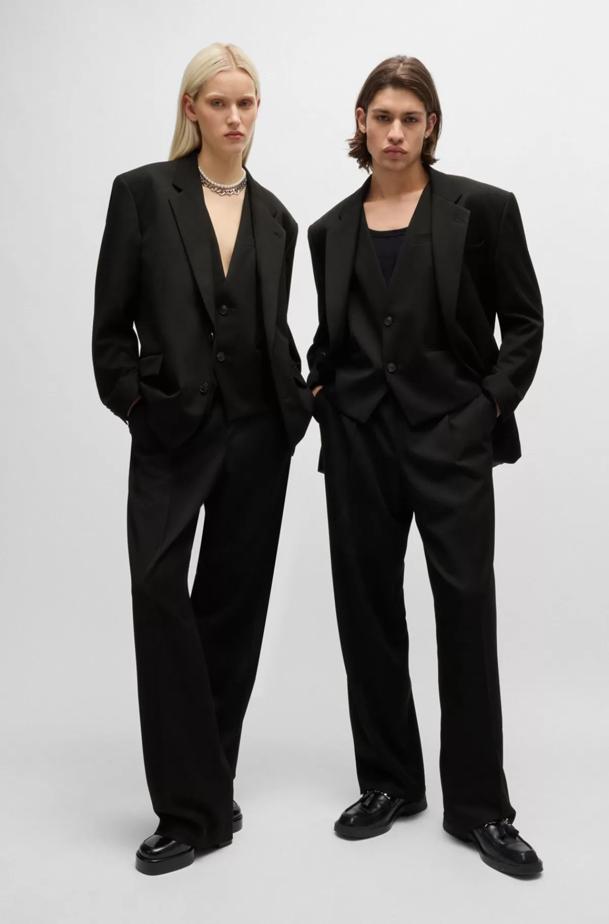 HUGO BOSS All-gender Vest Med Oversize Fit I Materiale Med Stræk Sort Cheap