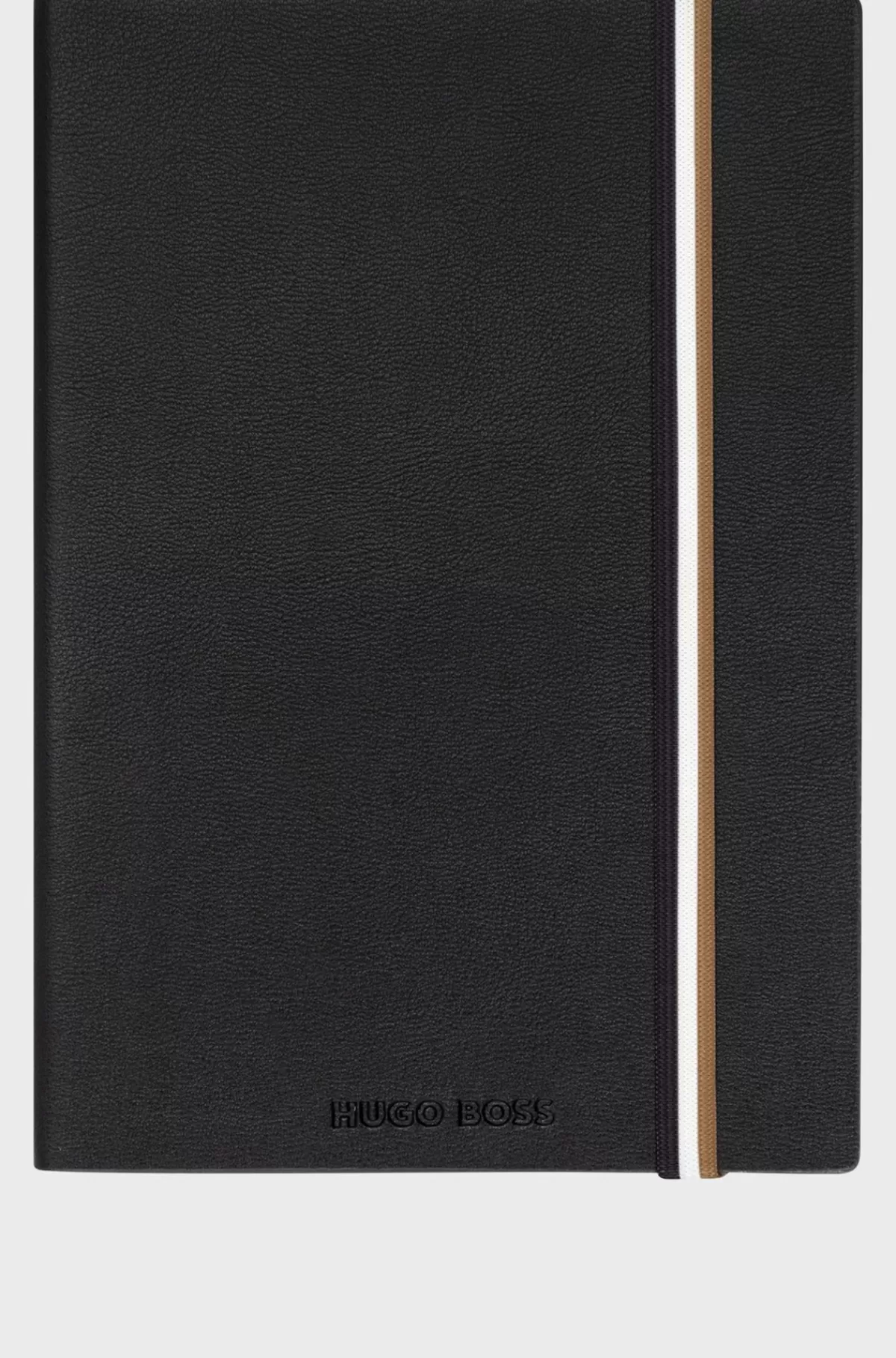 HUGO BOSS A5-notesbook I Imiteret Læder Med Signaturstribet Strop Sort Cheap