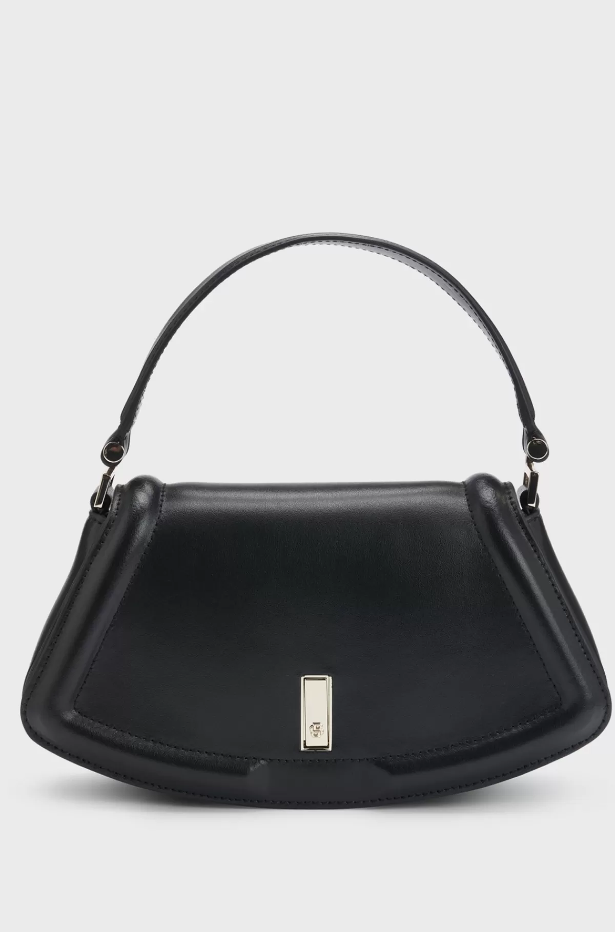 HUGO BOSS Ariell-skuldertaske I Læder Med Dobbelt B-monogram I Metal Sort Online