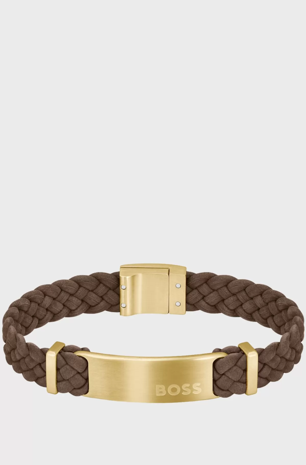 HUGO BOSS Armbånd I t Flettet Ruskind Med Logoplade Brun New
