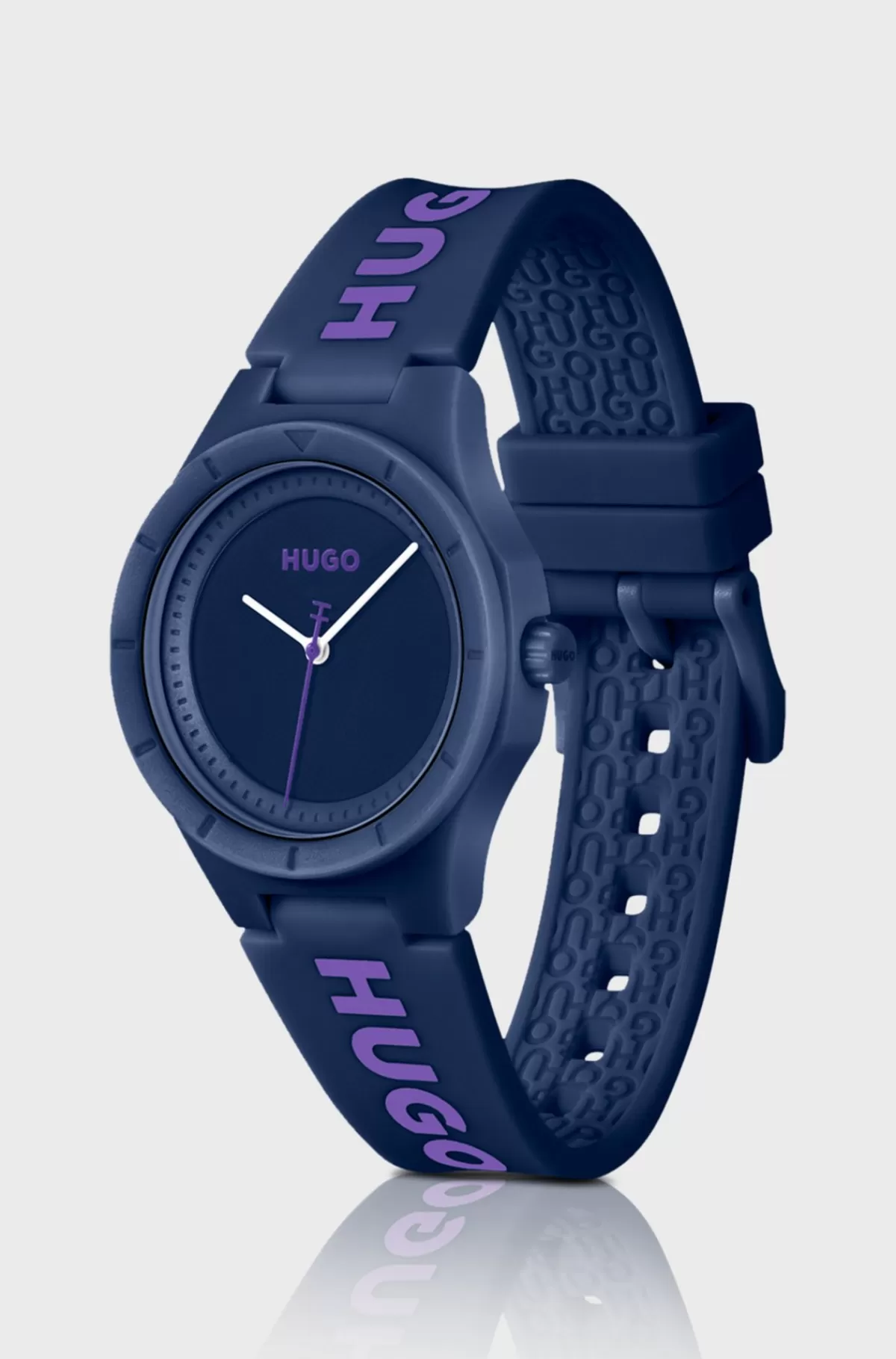 HUGO BOSS Armbåndsur Med Brandet Silikonerem Og Auberginefarvet Urskive Blå Cheap