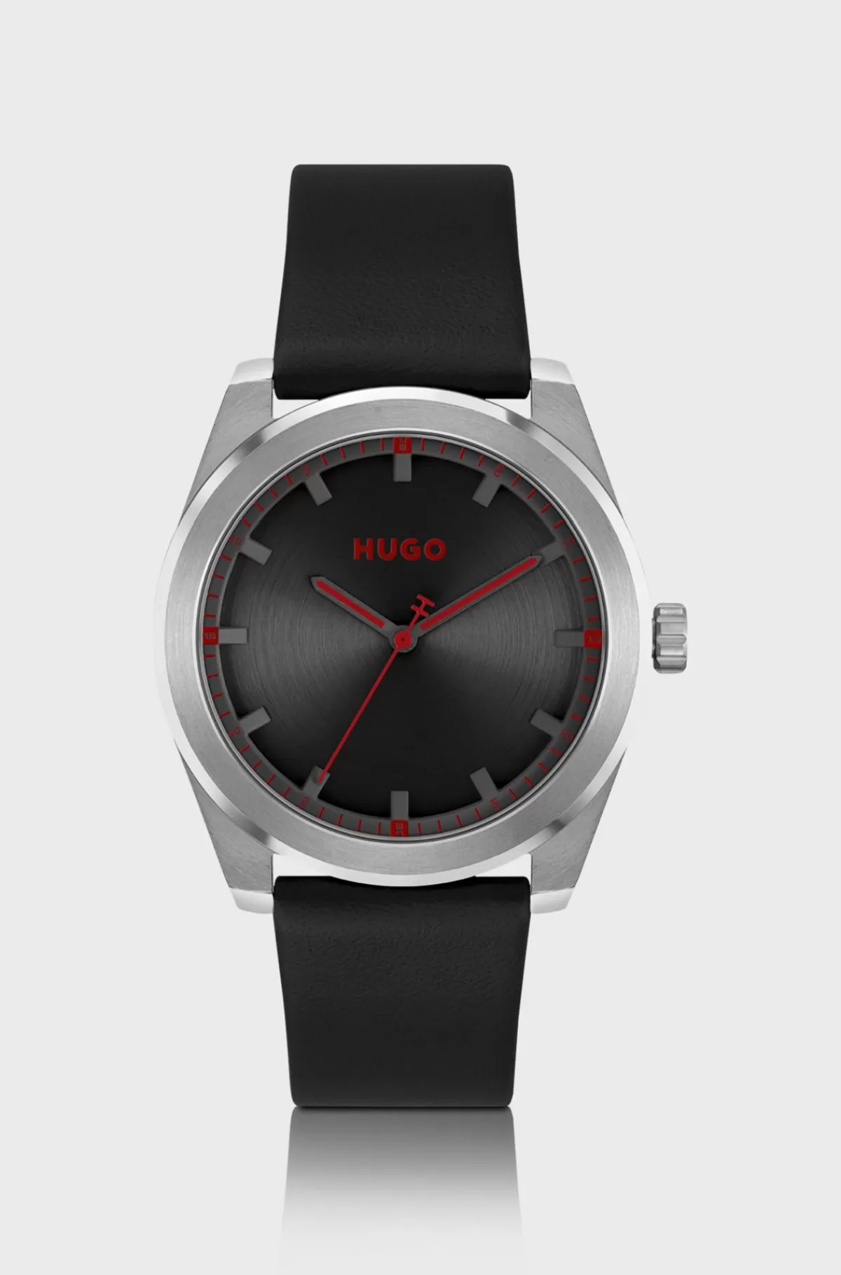 HUGO BOSS Armbåndsur Med Læderrem Og Urskive Sort Discount