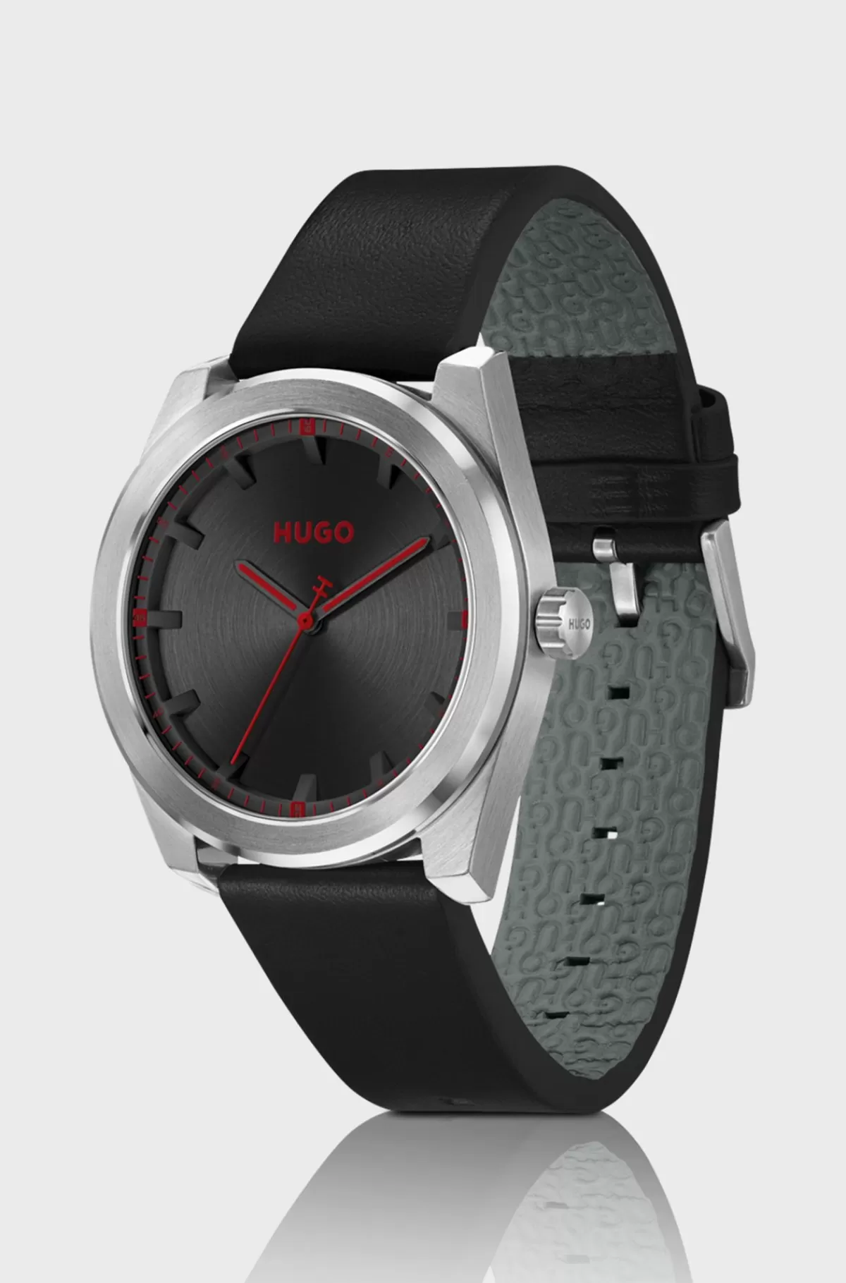 HUGO BOSS Armbåndsur Med Læderrem Og Urskive Sort Discount