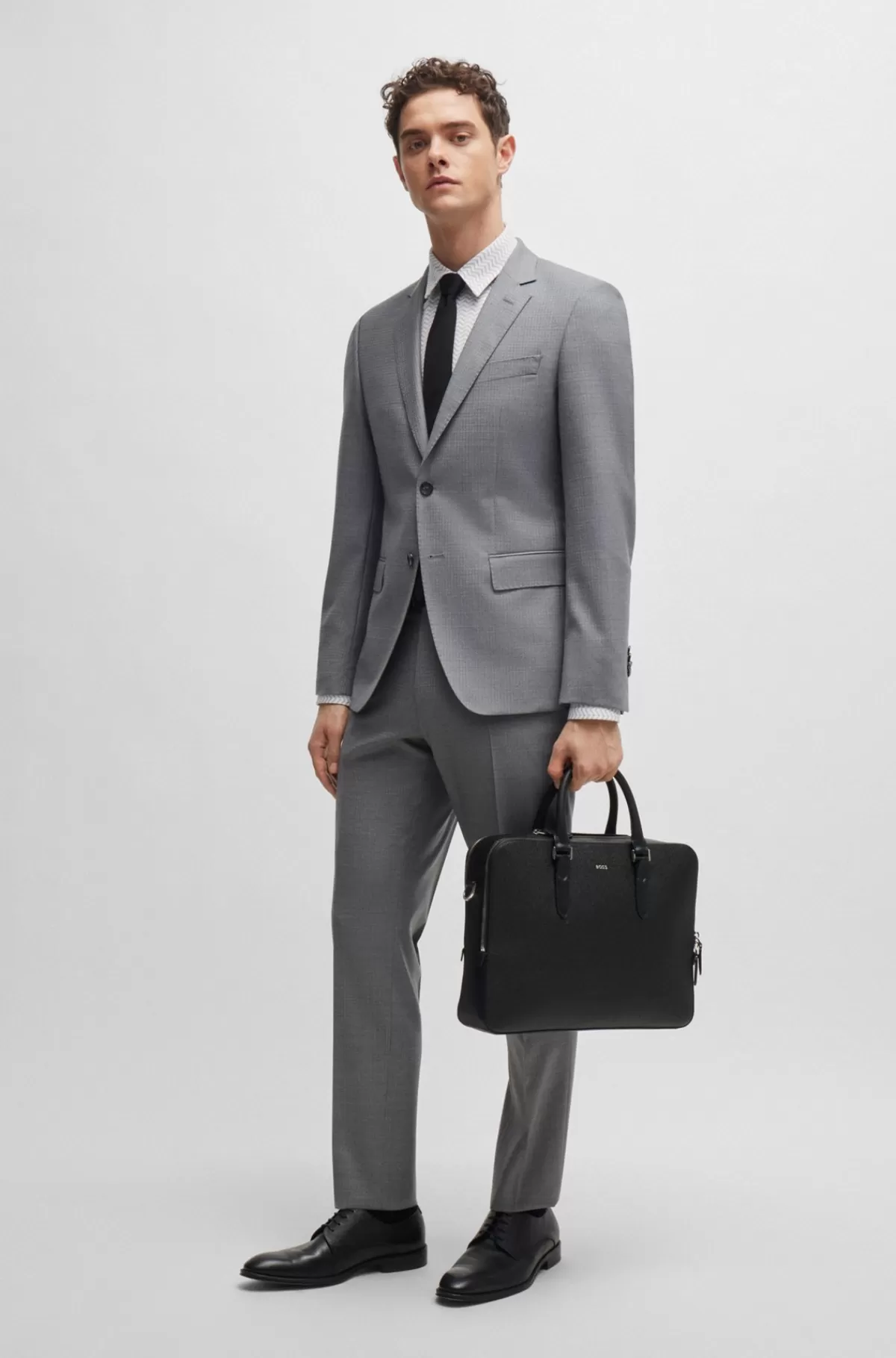 HUGO BOSS Attachetaske I Struktureret Læder Med Logobogstaver Sort Online