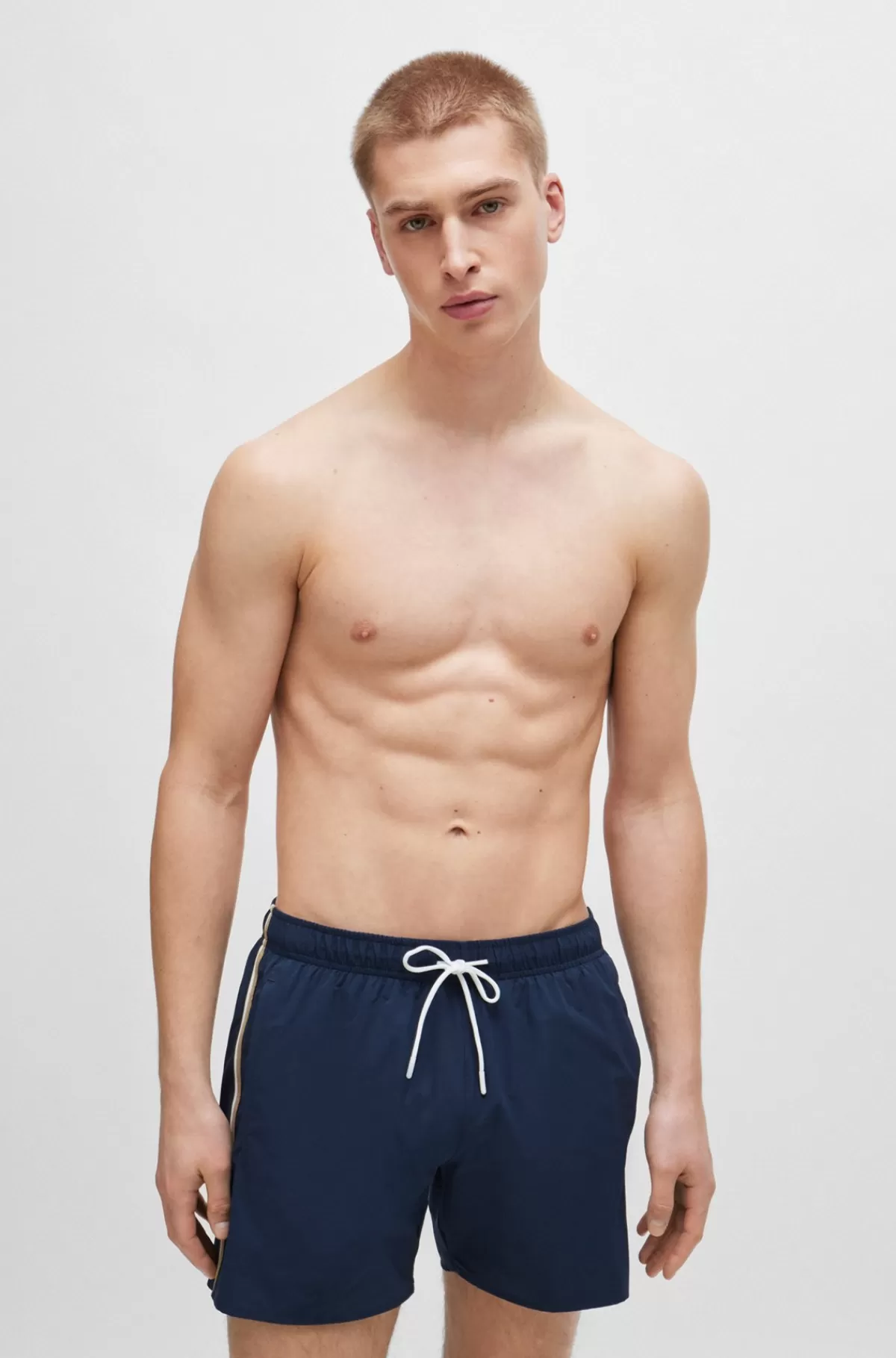 HUGO BOSS Badeshorts Med Signaturstribe Og Logo Mørkeblå Best