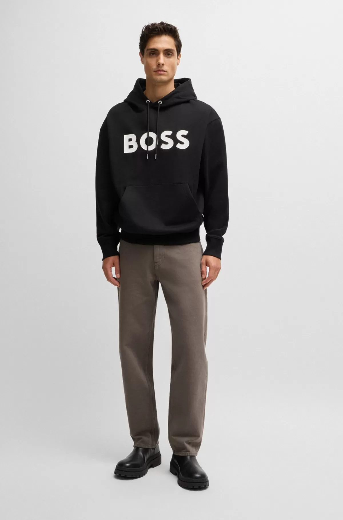 HUGO BOSS Baggy Fit Jeans I Beige Italiensk Denim Kaki Discount