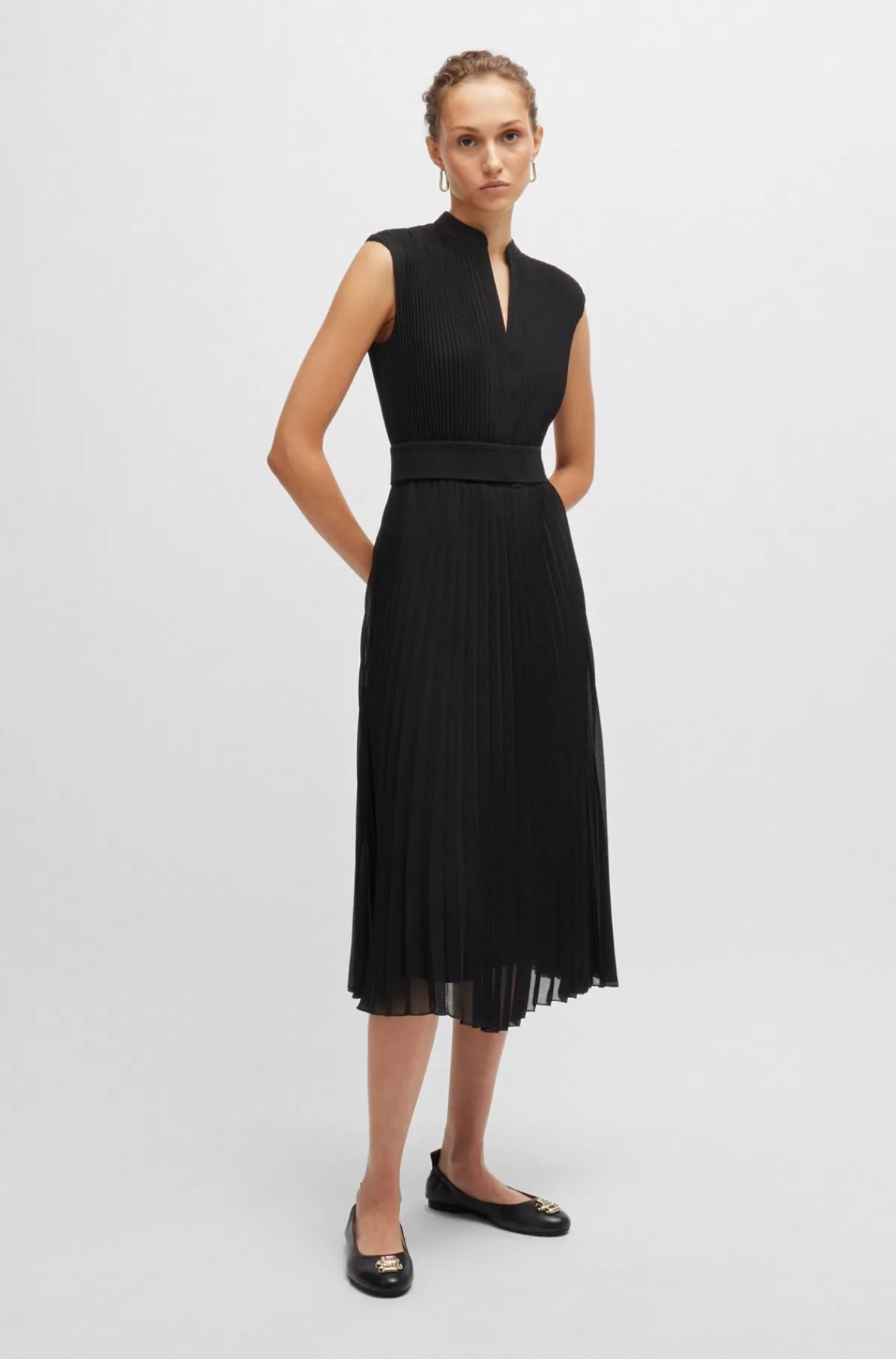 HUGO BOSS Ballerinapumps I Nappalæder Med Dobbelt B-monogram Sort Cheap
