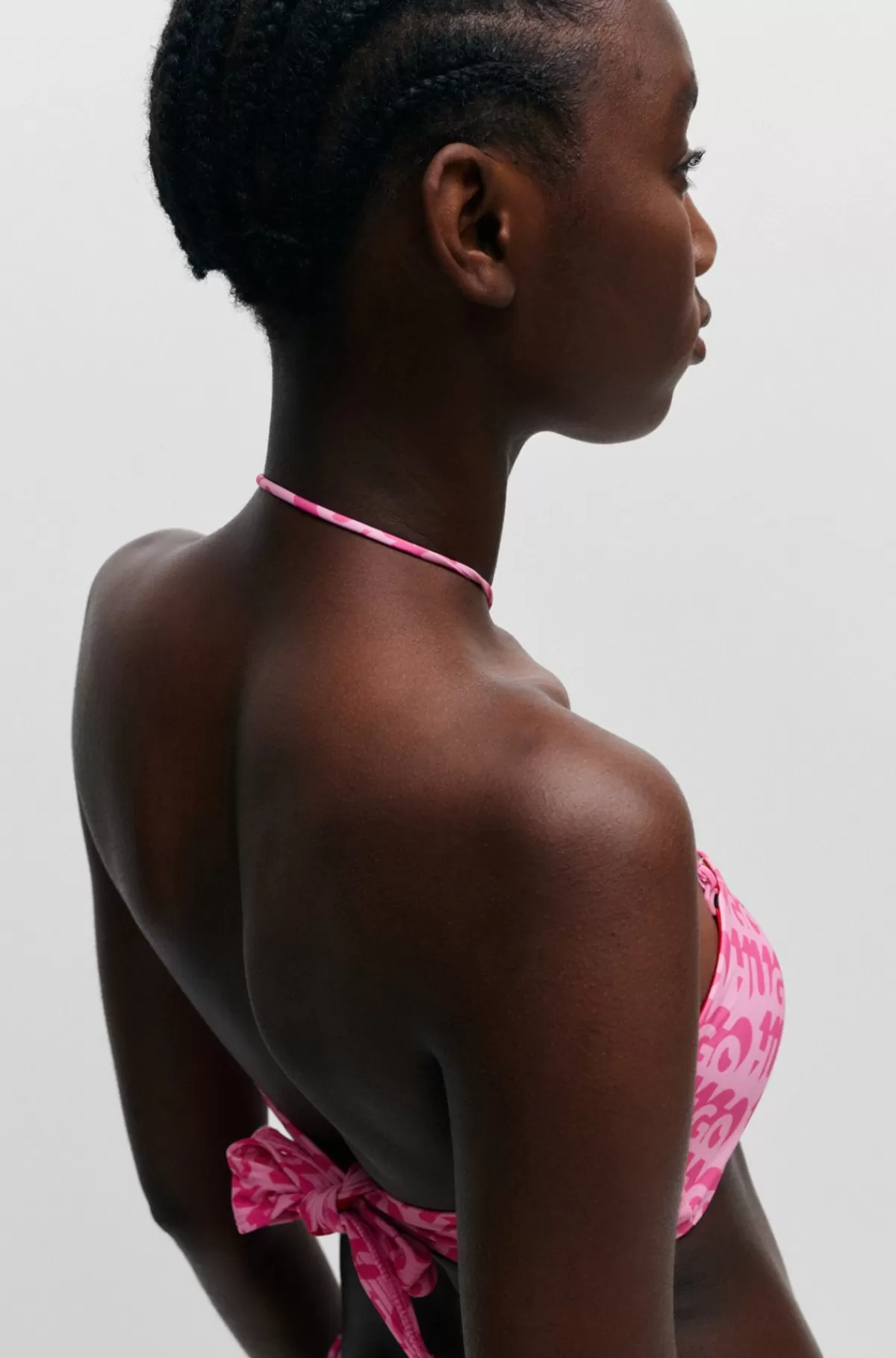 HUGO BOSS Bandeau Bikinitop Med Gentaget Logoprint Lyserød mønstret Outlet