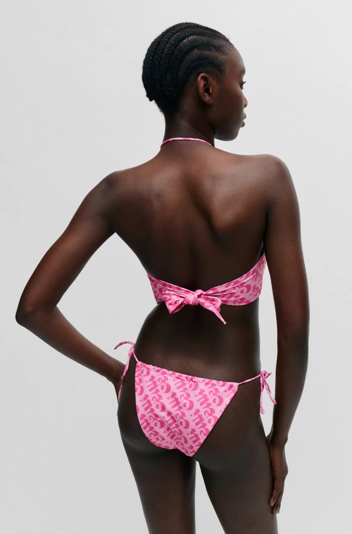 HUGO BOSS Bandeau Bikinitop Med Gentaget Logoprint Lyserød mønstret Outlet