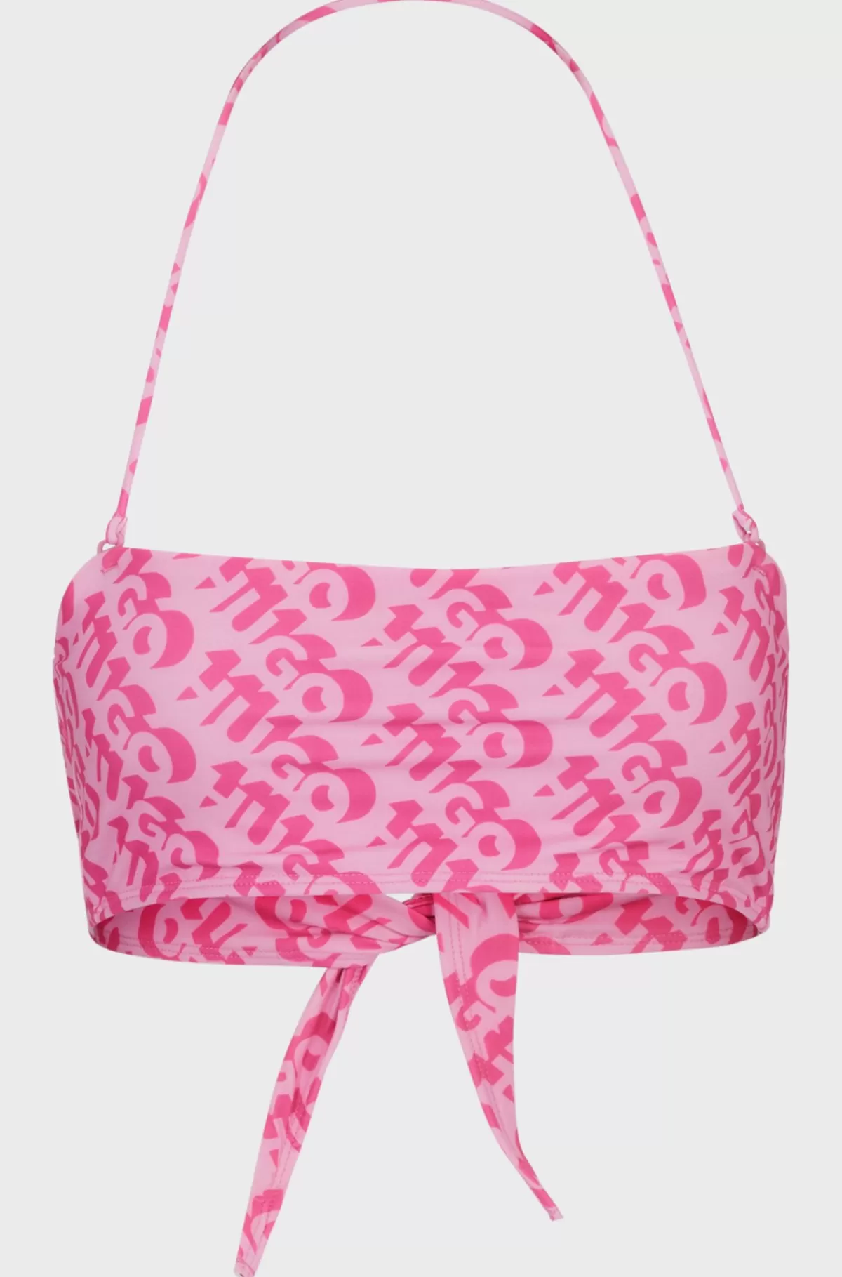 HUGO BOSS Bandeau Bikinitop Med Gentaget Logoprint Lyserød mønstret Outlet