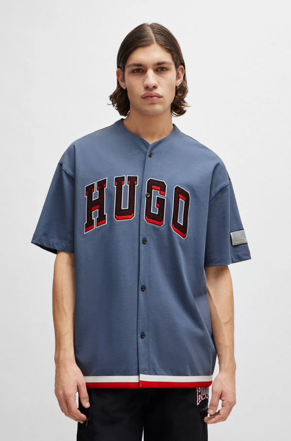 HUGO BOSS Basketball-T-shirt Med Oversize Fit Og Branding I Varsity-stil Blå Shop