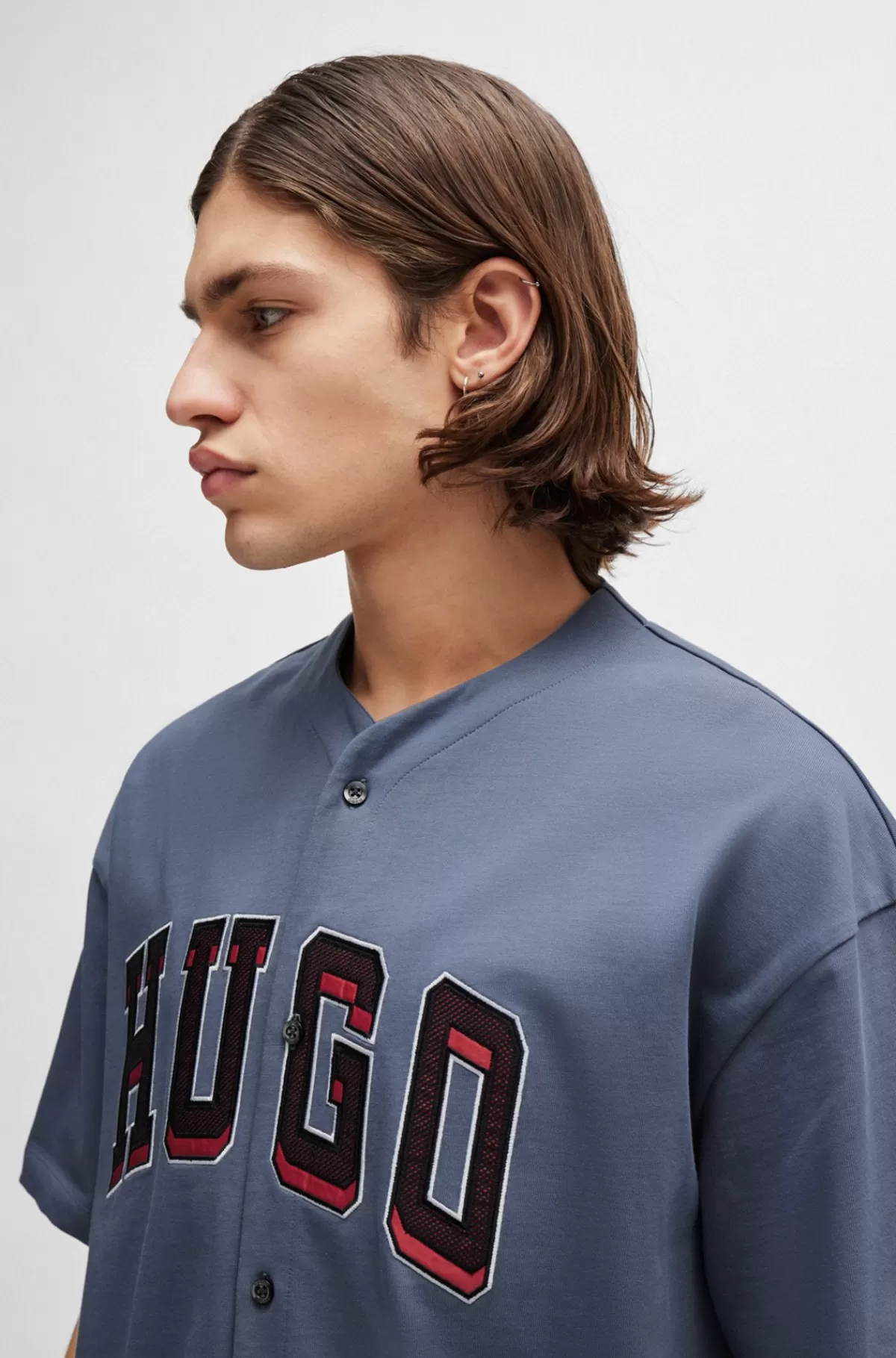 HUGO BOSS Basketball-T-shirt Med Oversize Fit Og Branding I Varsity-stil Blå Shop