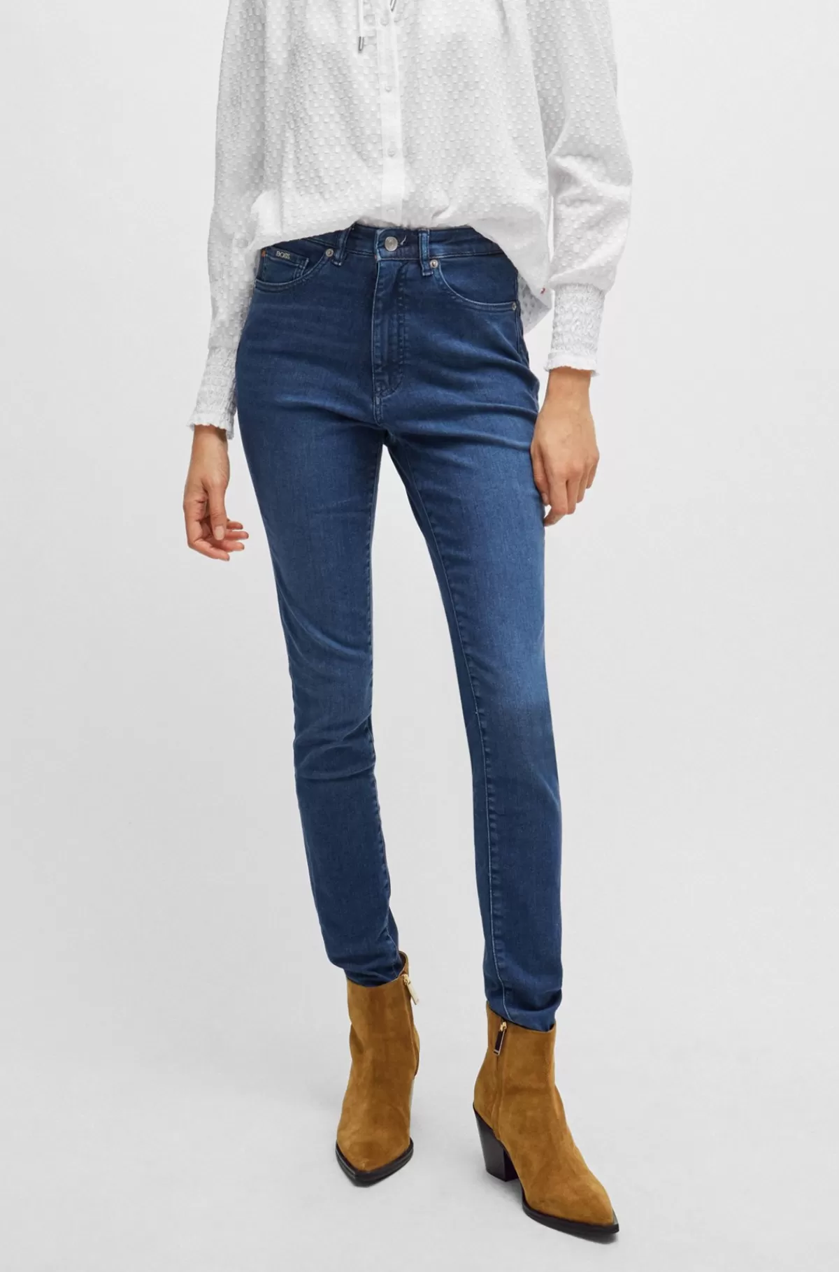 HUGO BOSS Behagelige Jeans Med Høj Talje I Denim Med Stræk Blå Best Sale