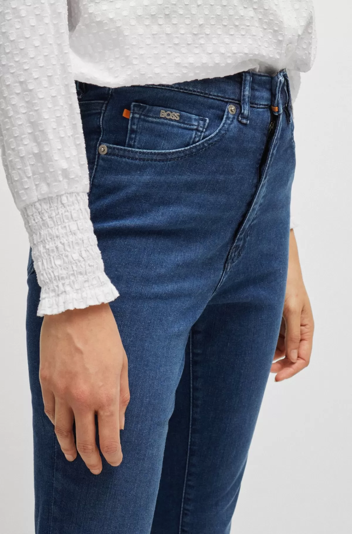 HUGO BOSS Behagelige Jeans Med Høj Talje I Denim Med Stræk Blå Best Sale