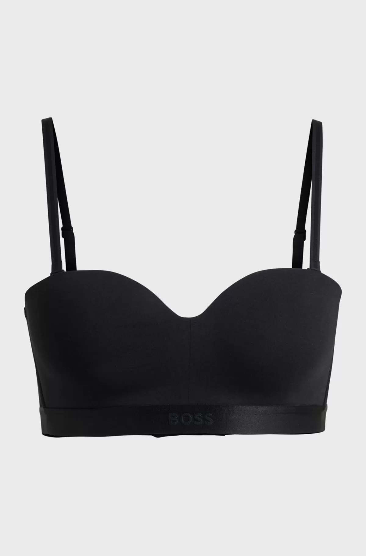 HUGO BOSS Bh I Bomuldsblanding Med Brandet Bånd Og Aftagelige Stropper Sort Flash Sale
