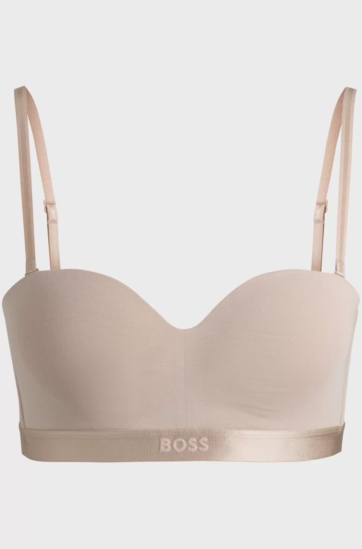 HUGO BOSS Bh I Bomuldsblanding Med Brandet Bånd Og Aftagelige Stropper Lys beige Clearance