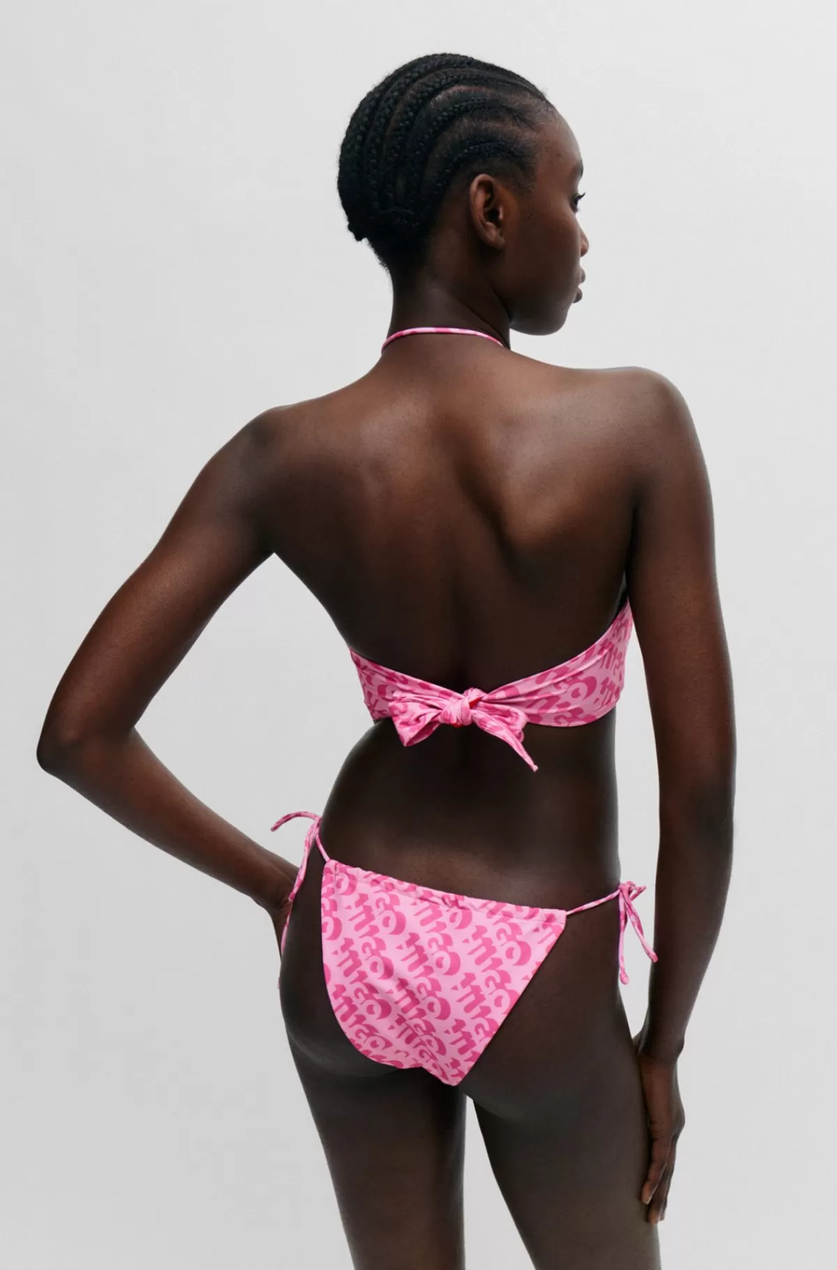 HUGO BOSS Bikiniunderdel, Der Bindes I Siden, Med Gentaget Logoprint Lyserød mønstret Discount
