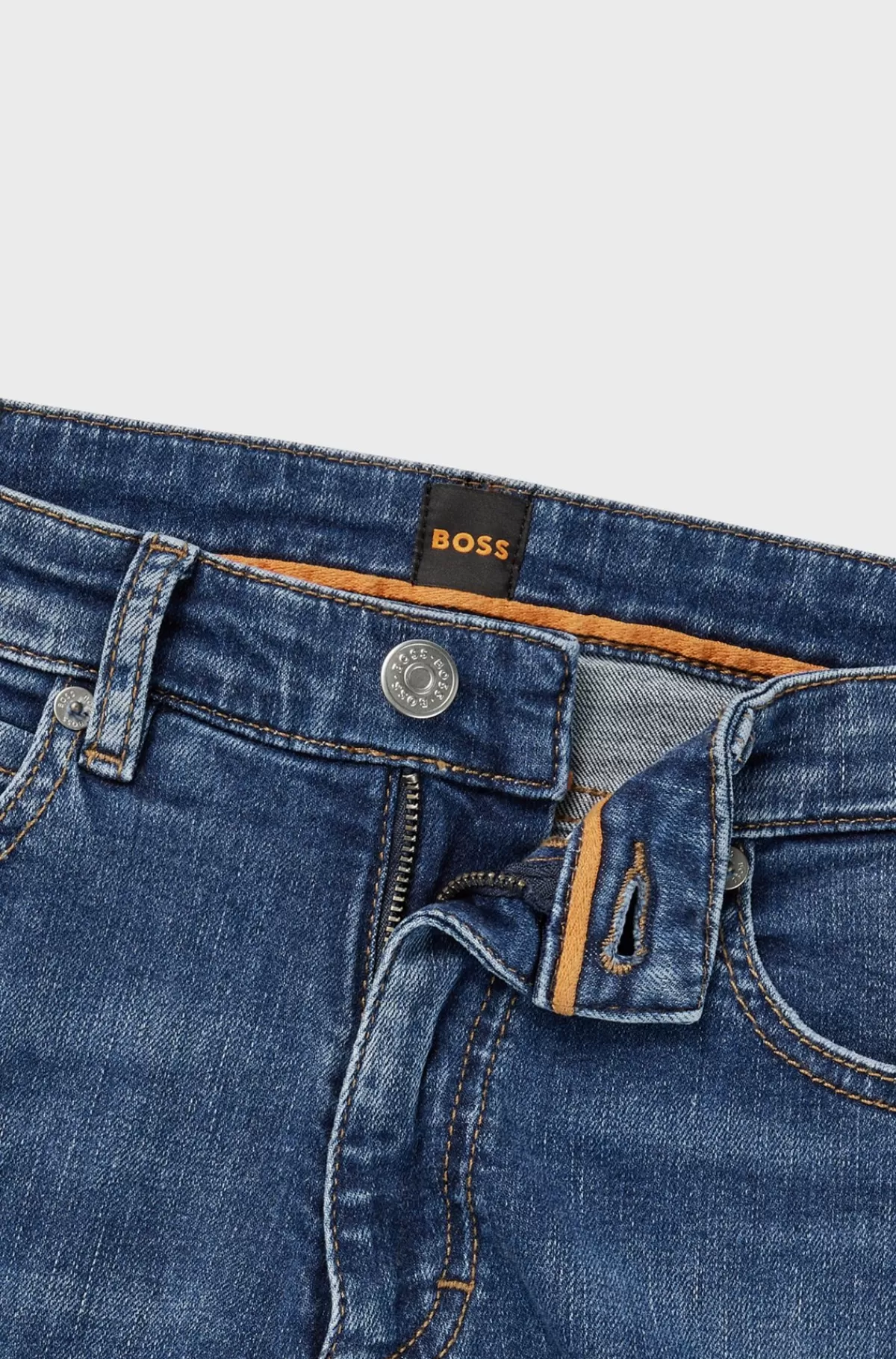 HUGO BOSS Blå Jeans I Denim Med Stræk Og Slitage Mørkeblå Best