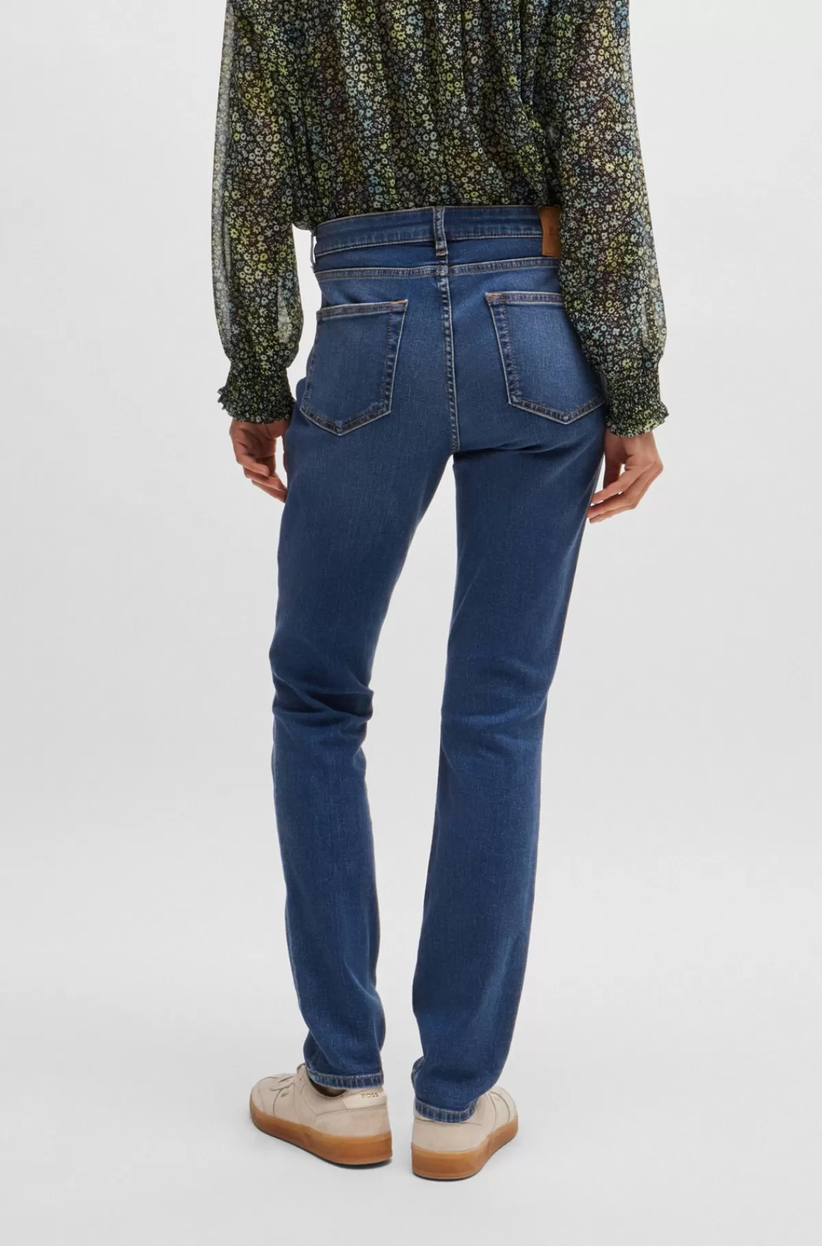 HUGO BOSS Blå Jeans I Denim Med Stræk Og Slitage Mørkeblå Best