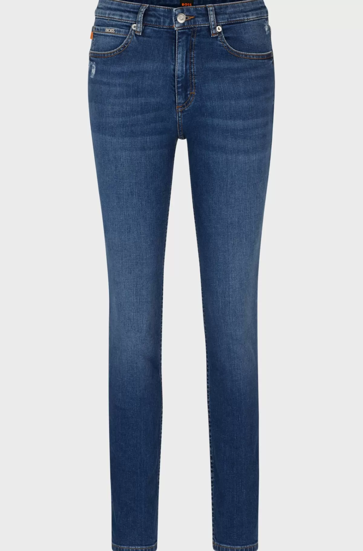 HUGO BOSS Blå Jeans I Denim Med Stræk Og Slitage Mørkeblå Best