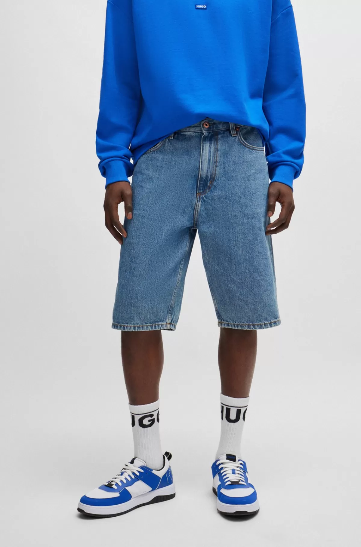 HUGO BOSS Skatershorts I Bomuldsdenim Blå Shop