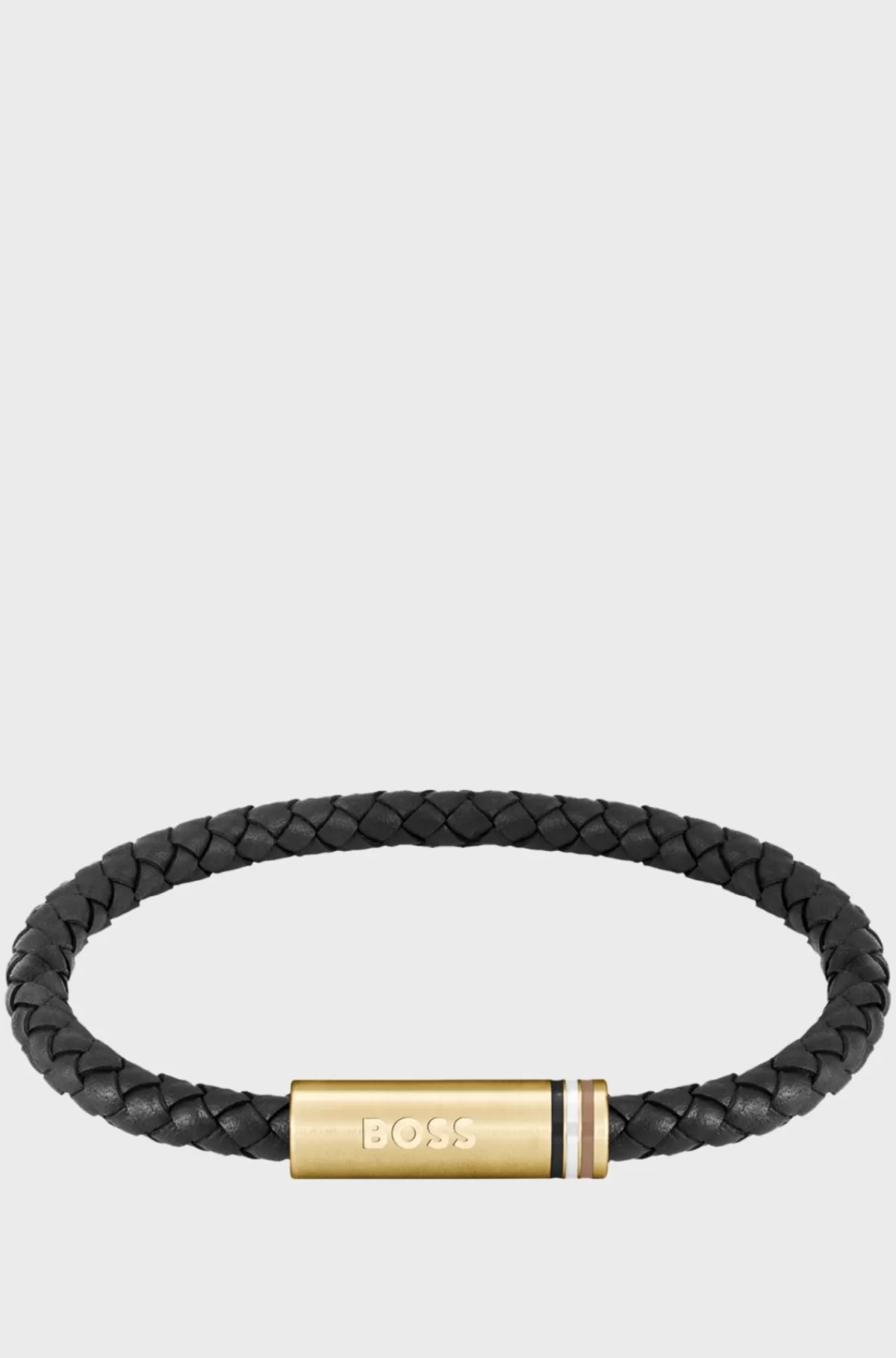 HUGO BOSS Black Braided-leather Cuff With Magnetic Logo Closure Sort Clearance