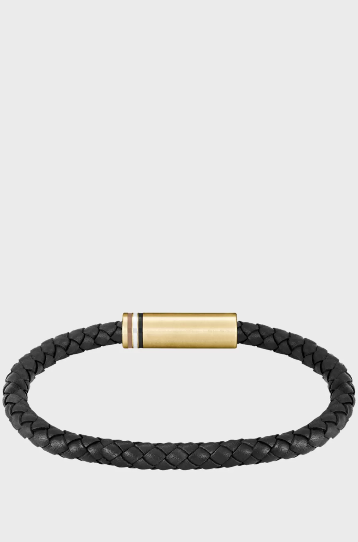 HUGO BOSS Black Braided-leather Cuff With Magnetic Logo Closure Sort Clearance