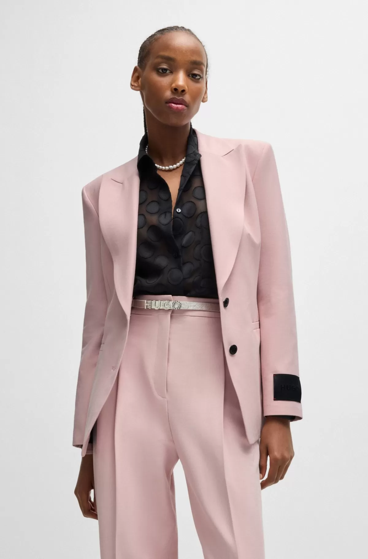 HUGO BOSS Blazer Med Slim Fit Og Timeglasfigur Samt Fuld For Lys pink New