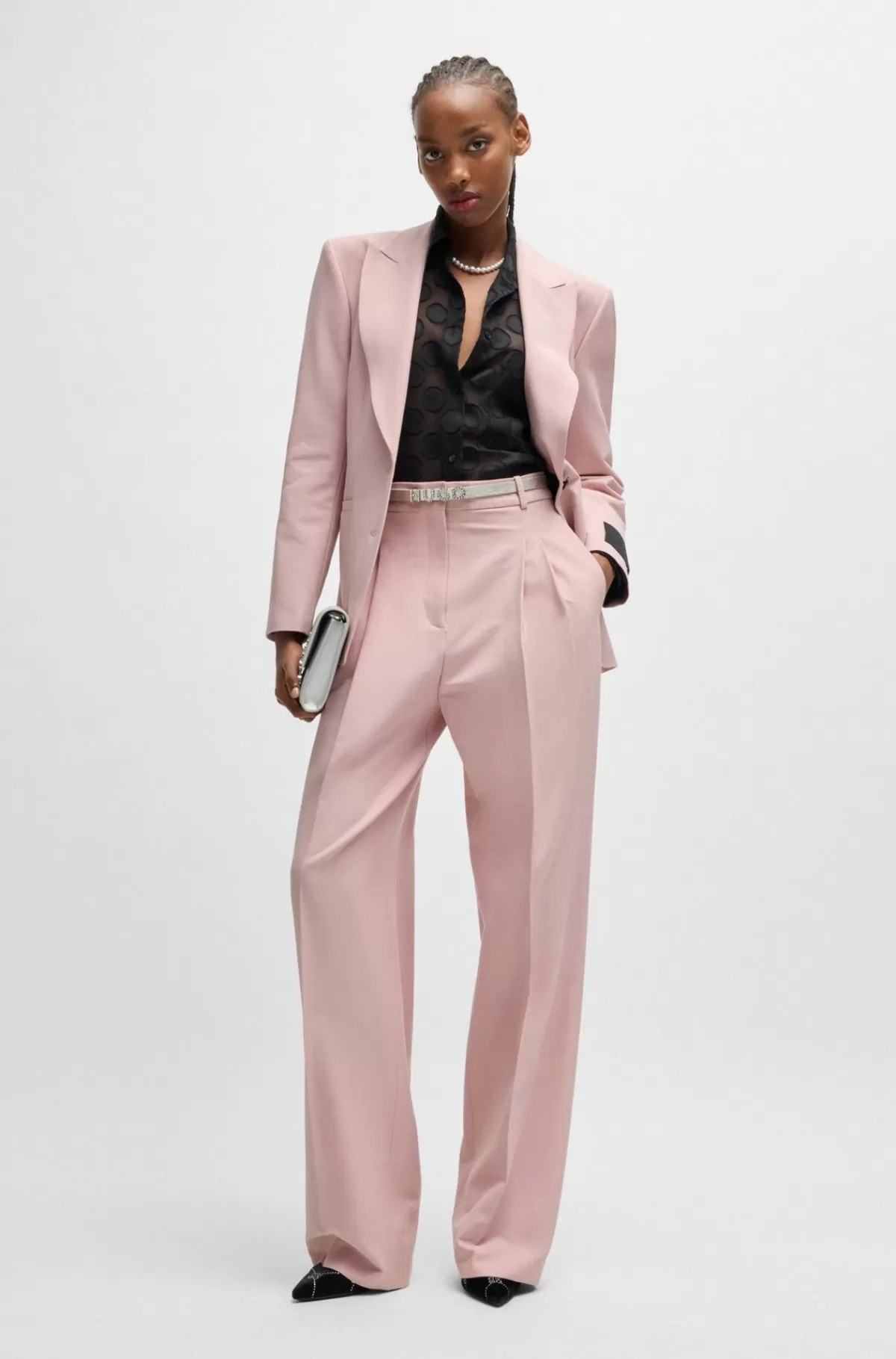 HUGO BOSS Blazer Med Slim Fit Og Timeglasfigur Samt Fuld For Lys pink New