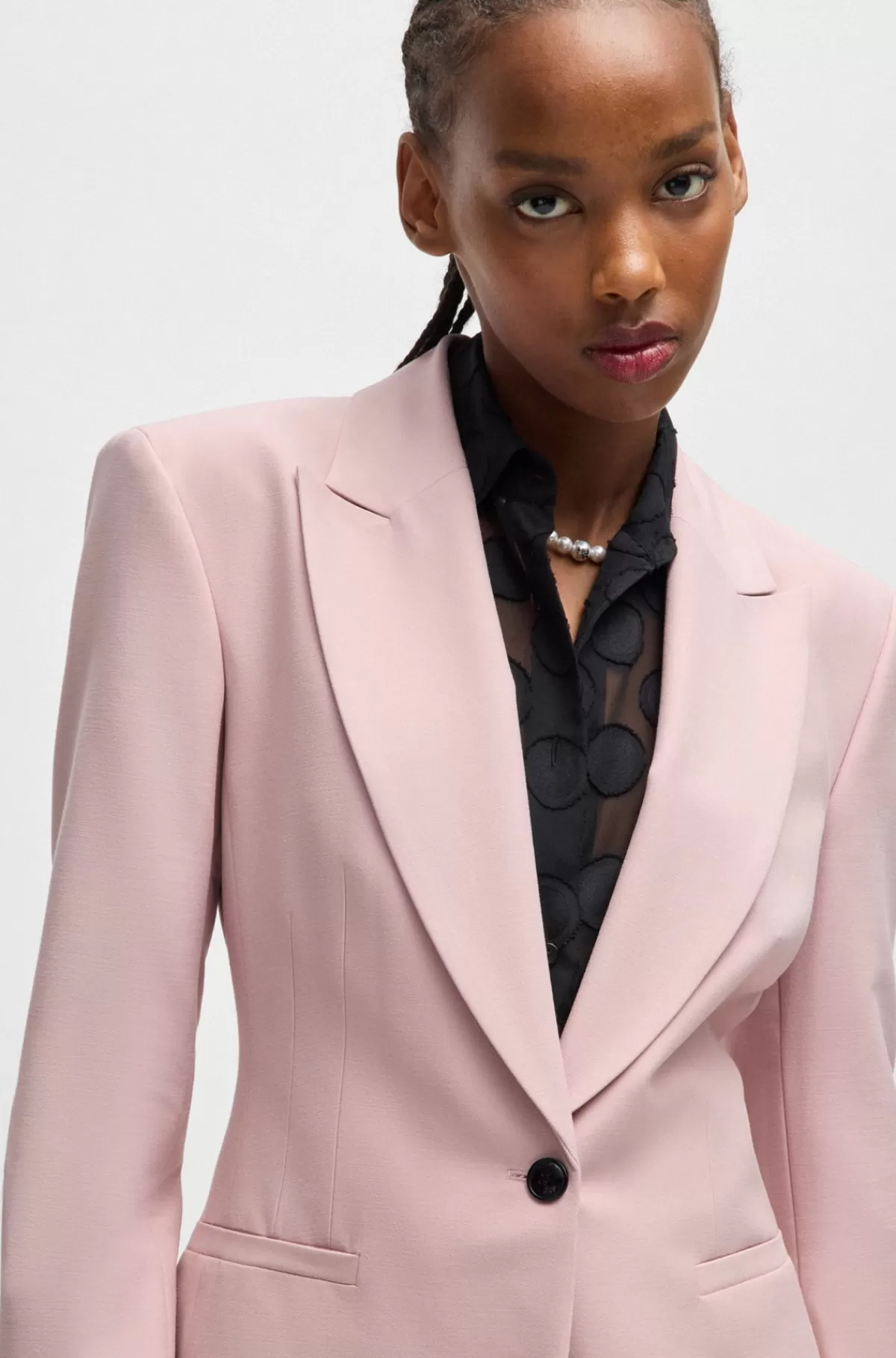 HUGO BOSS Blazer Med Slim Fit Og Timeglasfigur Samt Fuld For Lys pink New