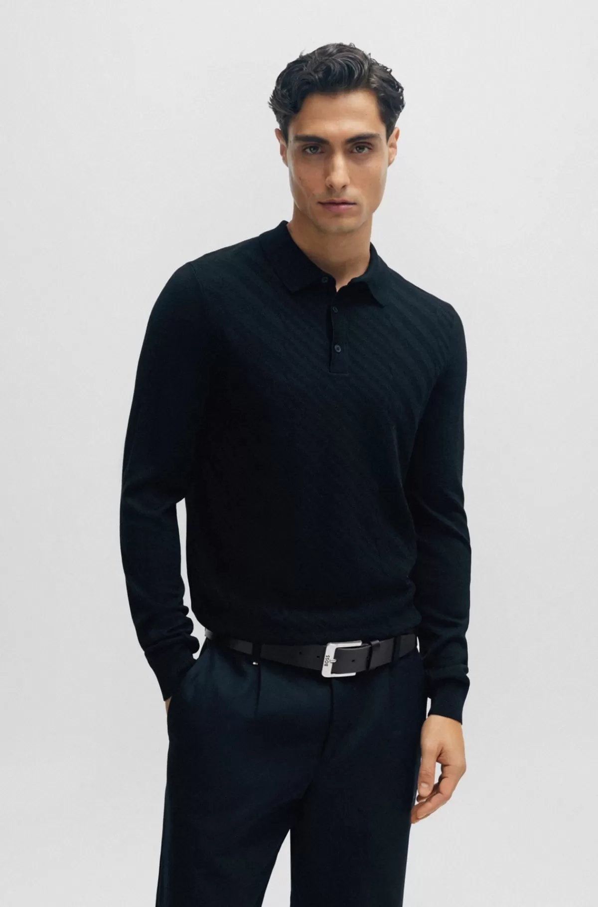 HUGO BOSS Bælte I Bøffellæder Med Logospænde I Sølvfarvet Metal Sort Cheap