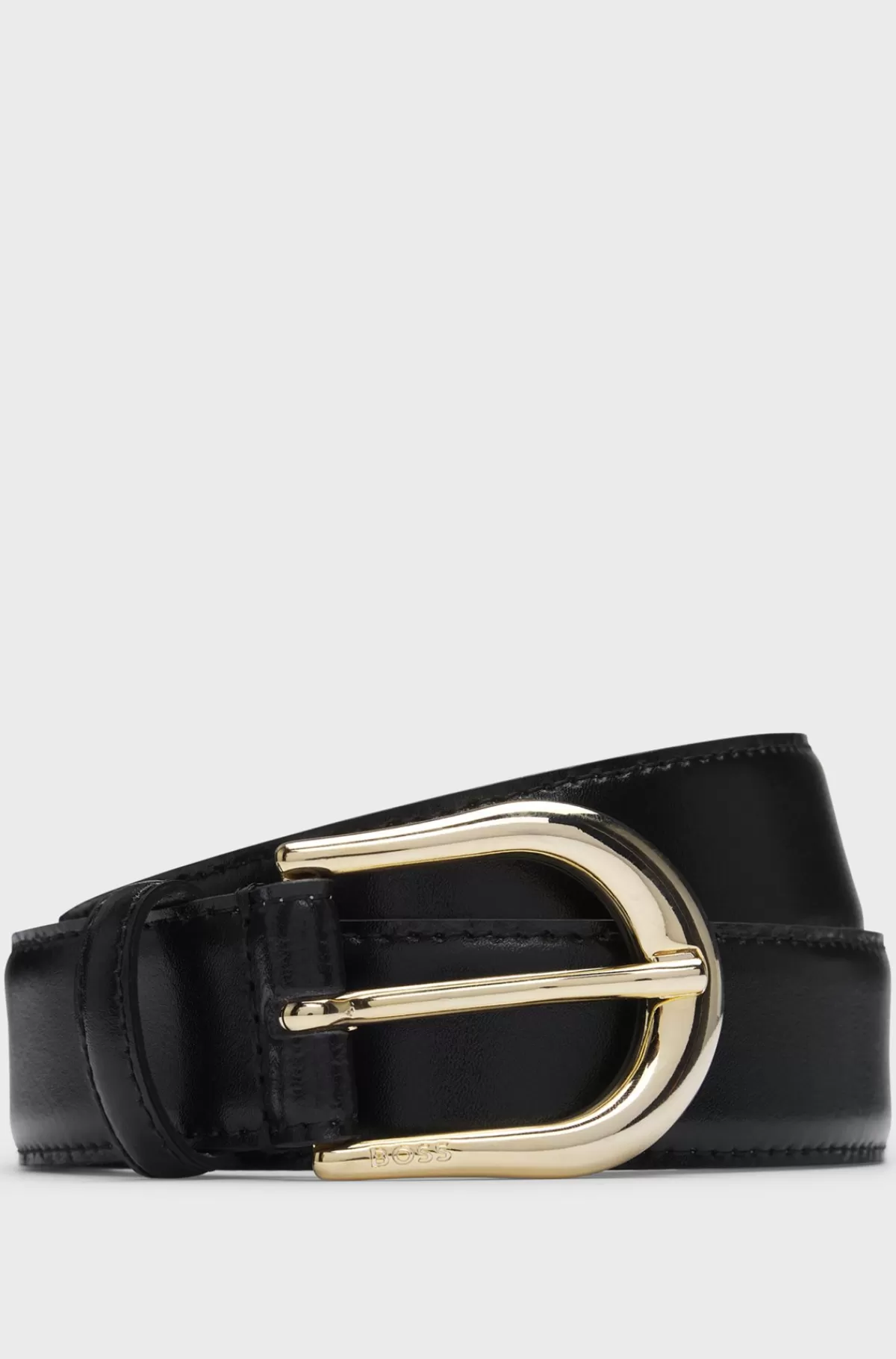 HUGO BOSS Bælte I Italiensk Læder Med Logospænde Sort Flash Sale