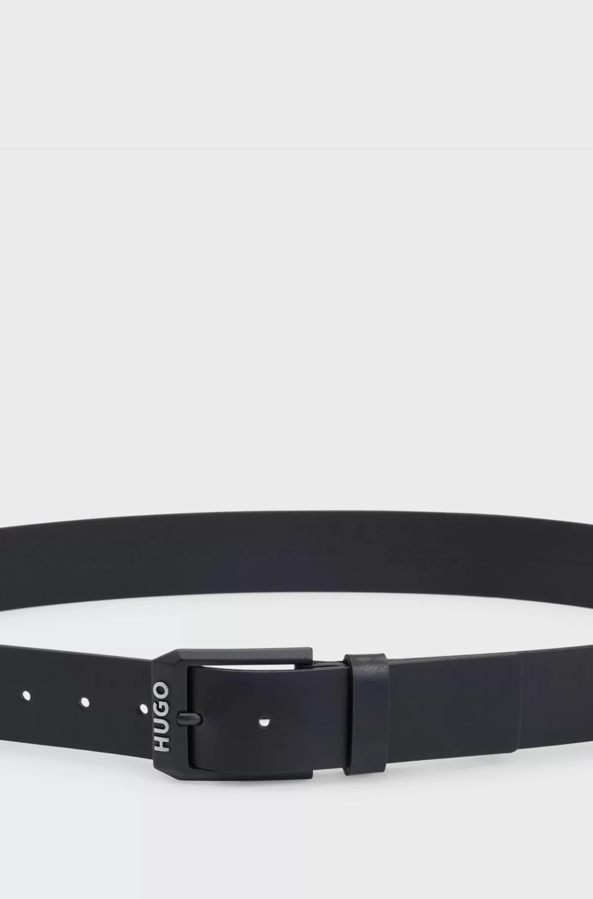 HUGO BOSS Bælte I Læder Med Mat, Logokantet Spænde Sort Cheap