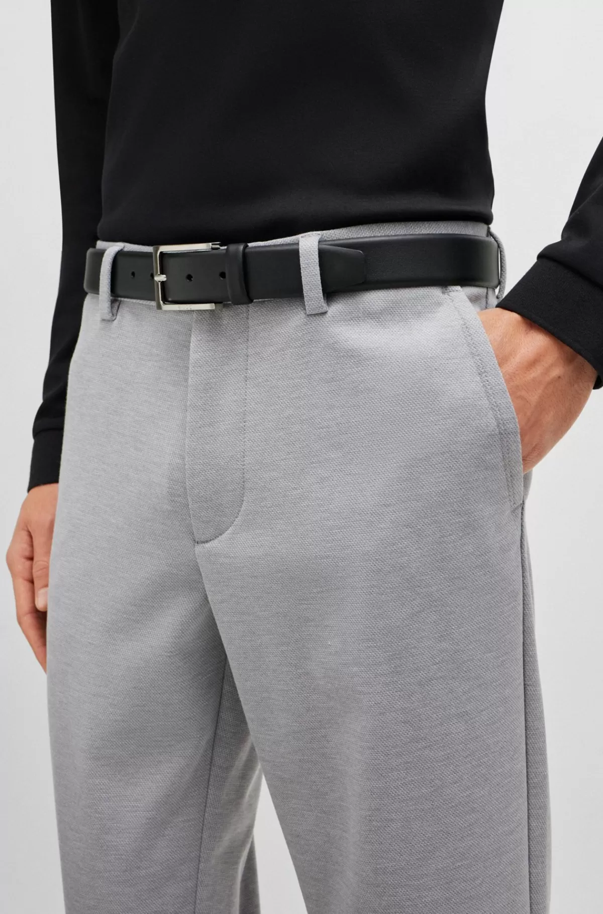 HUGO BOSS Bælte I Nappalæder Med Klassisk Spænde Sort New