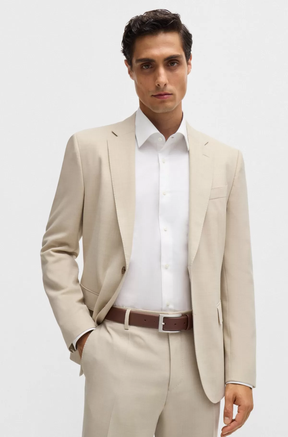 HUGO BOSS Bælte I Nappalæder Med Klassisk Spænde Brun Fashion