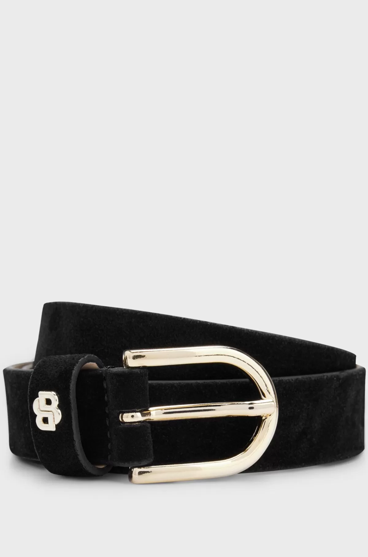 HUGO BOSS Bælte I Ruskind Med Dobbelt B-monogram Sort Online