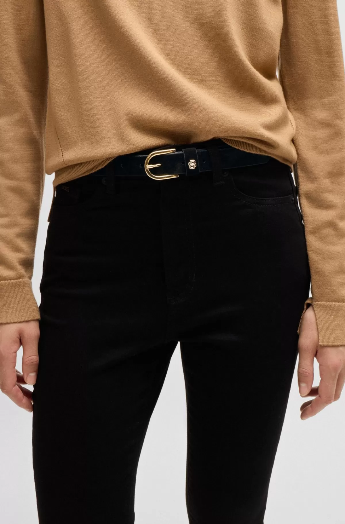 HUGO BOSS Bælte I Ruskind Med Dobbelt B-monogram Sort Online