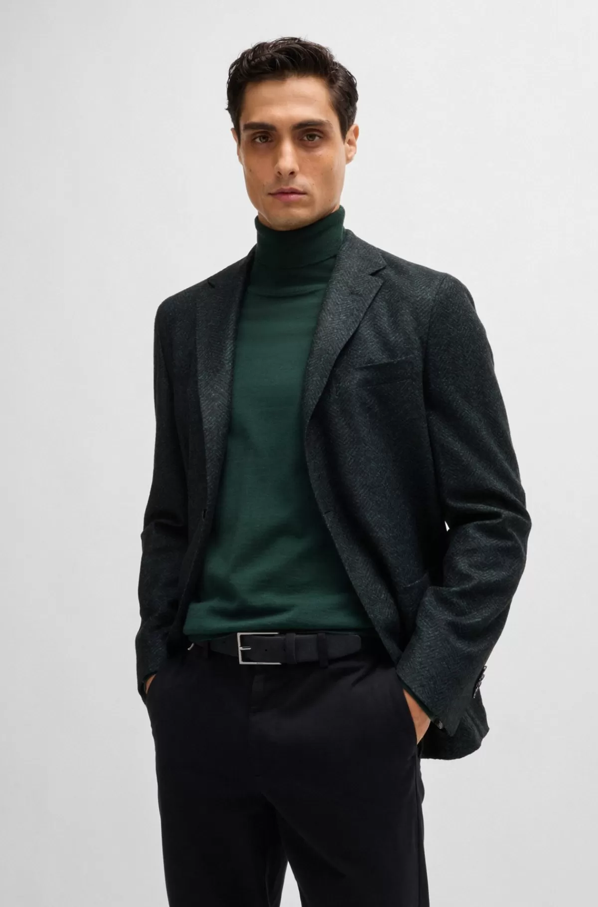 HUGO BOSS Bælte I Ruskind Med Logo Og Spænde I Krom Mørkeblå Discount