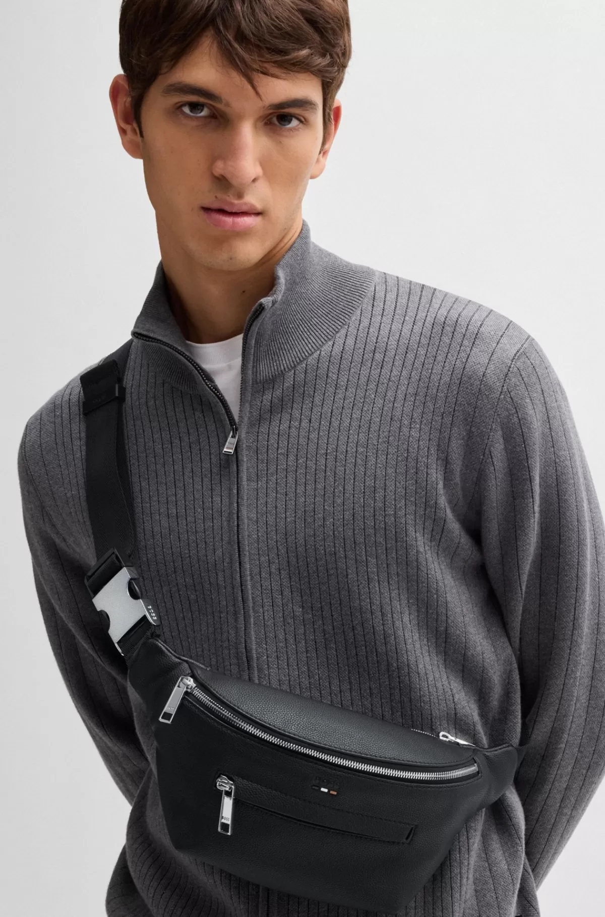 HUGO BOSS Bæltetaske I Imiteret Kornet Læder Og Med Præget Logo Sort Discount