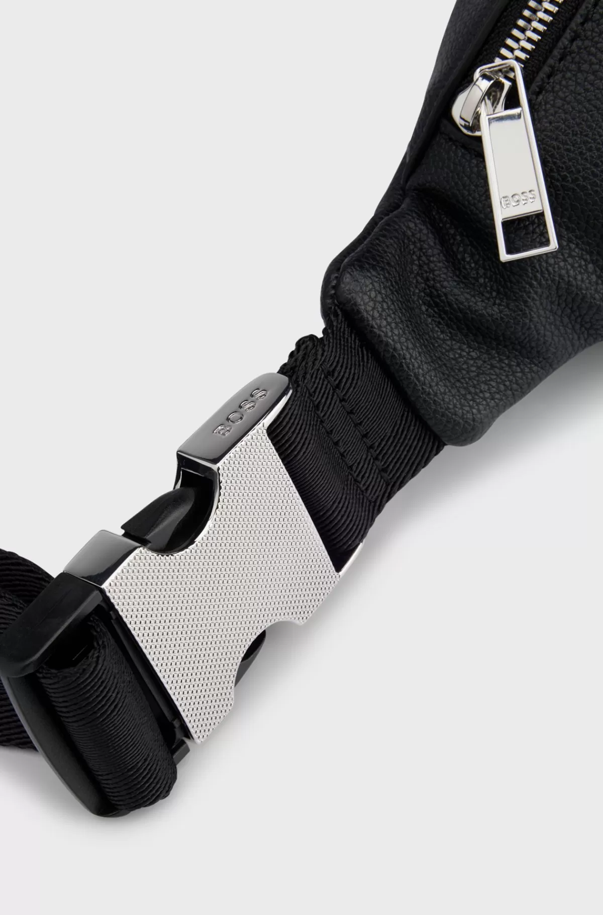 HUGO BOSS Bæltetaske I Imiteret Kornet Læder Og Med Præget Logo Sort Discount