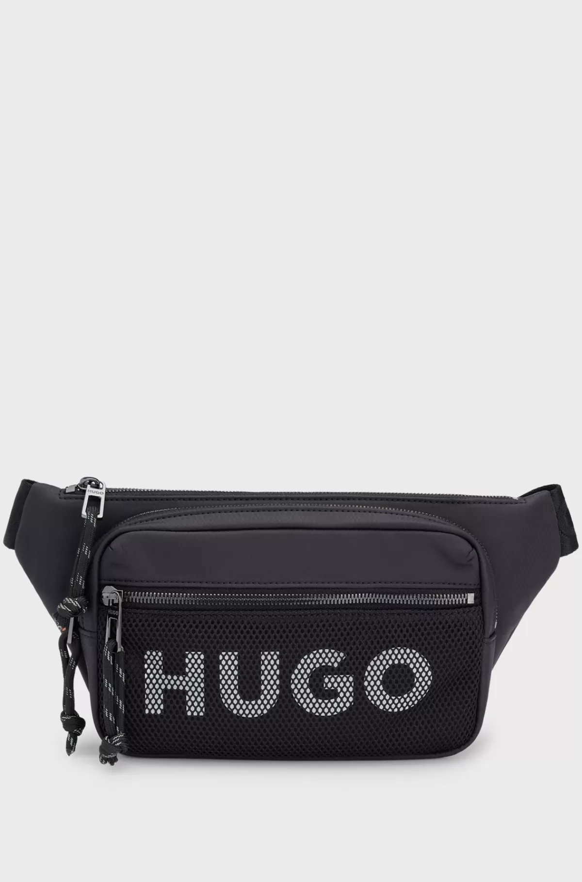 HUGO BOSS Bæltetaske Med Kontrastlogo Og Mesh Sort Clearance