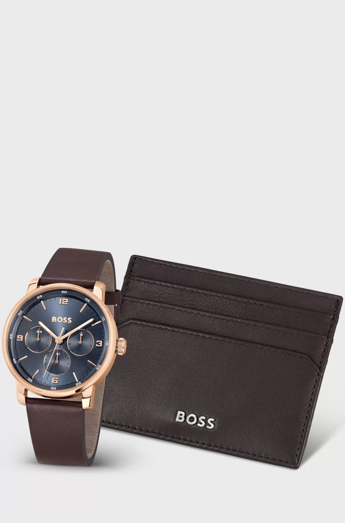 HUGO BOSS Blue-dial Watch And Card Holder Gift Set Brun Clearance