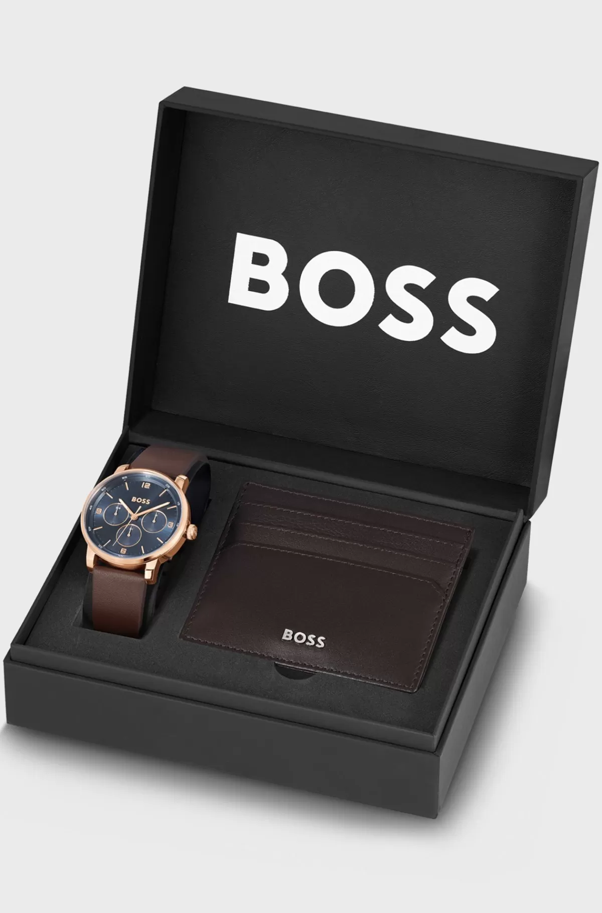 HUGO BOSS Blue-dial Watch And Card Holder Gift Set Brun Clearance