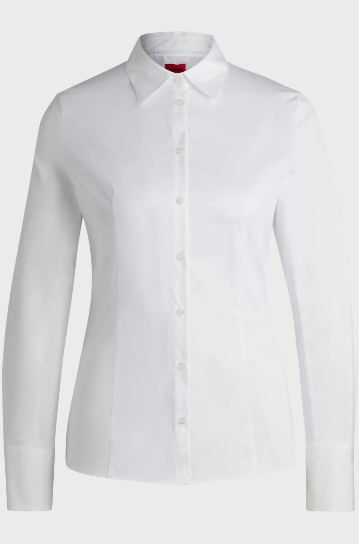 HUGO BOSS Bluse I Figursyet Pasform I Poplin, Der Er Nemt At Stryge Hvid Hot
